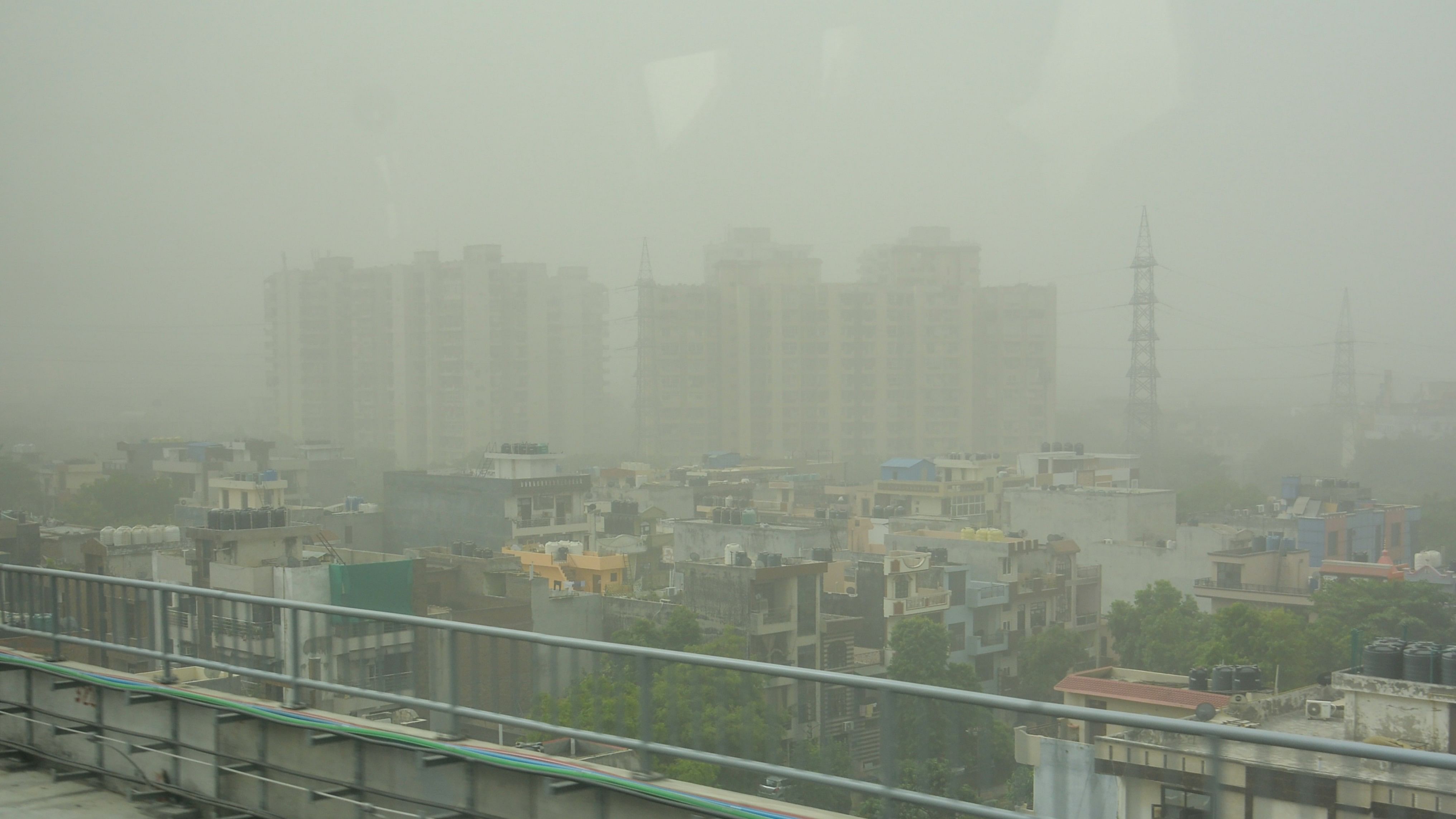 <div class="paragraphs"><p>A view of dust-shrouded area from as the strong winds swept across Delhi NCR affecting the air quality, in Ghaziabad.</p></div>