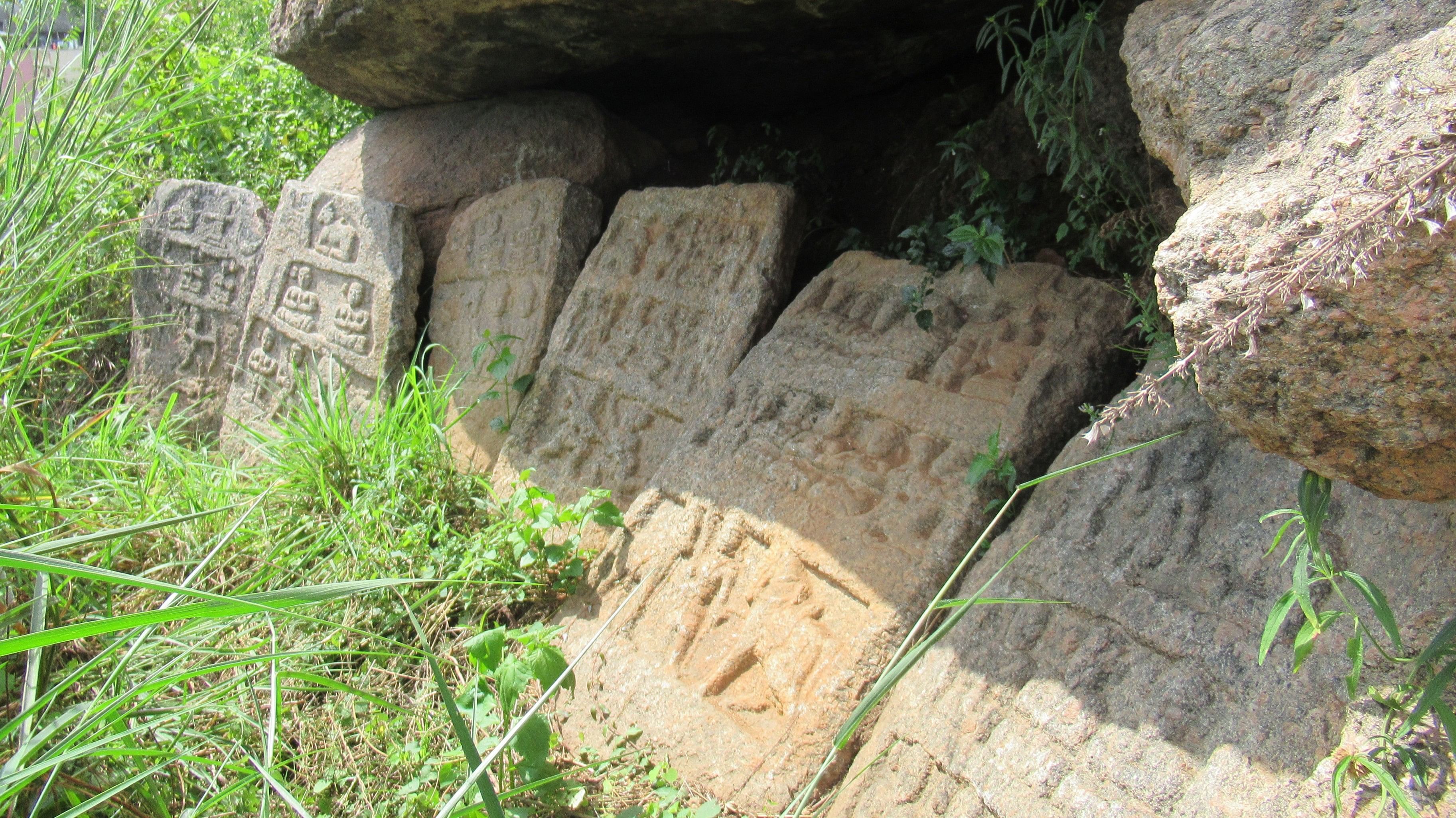 <div class="paragraphs"><p>A set of hero stones at the foothill of Ijoor Betta in Ramanagara.&nbsp;</p></div>