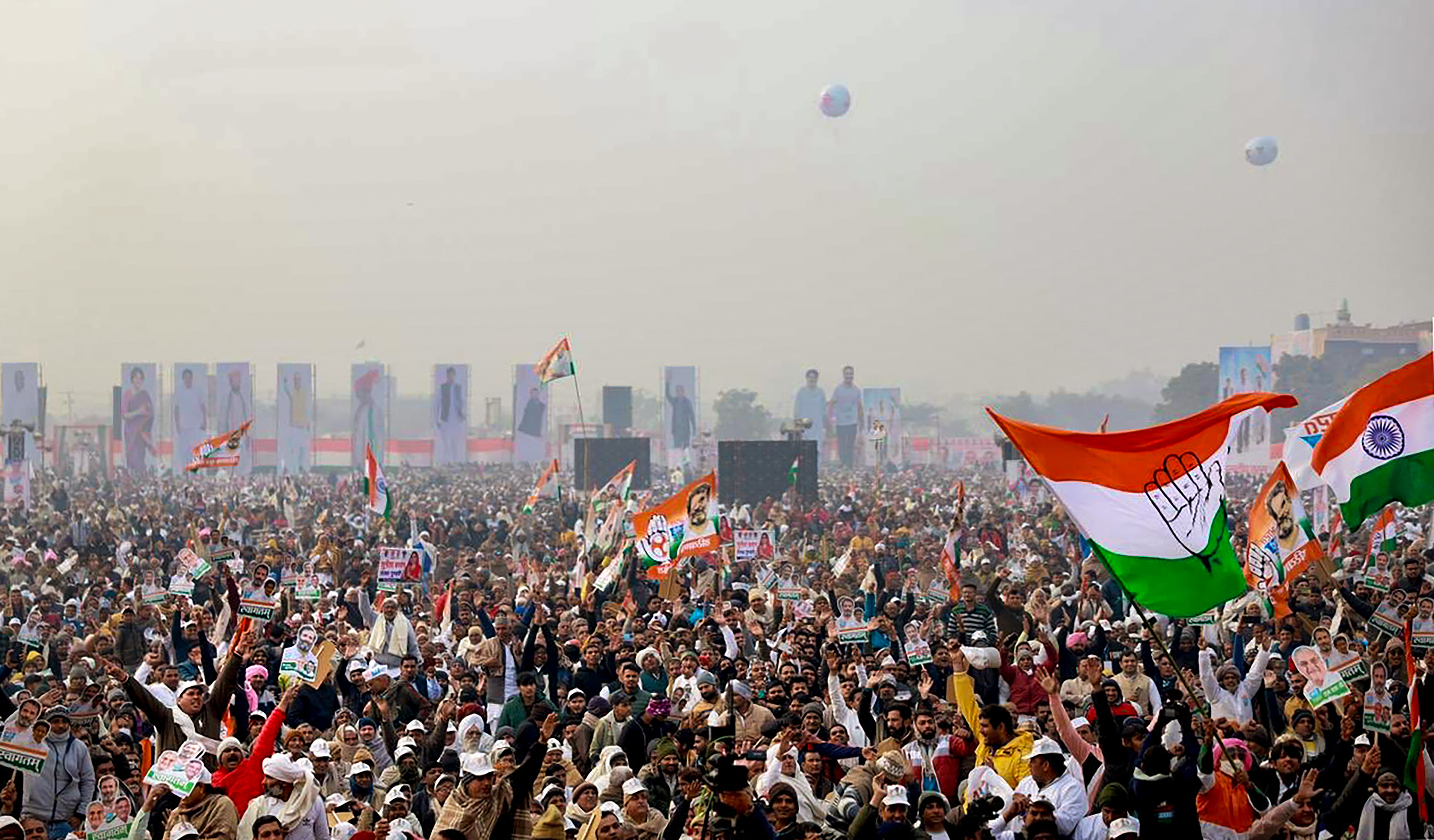 <div class="paragraphs"><p>Congress supporters attend a public rally during the Rahul Gandhi-led 'Bharat Jodo Yatra', in Panipat.</p></div>