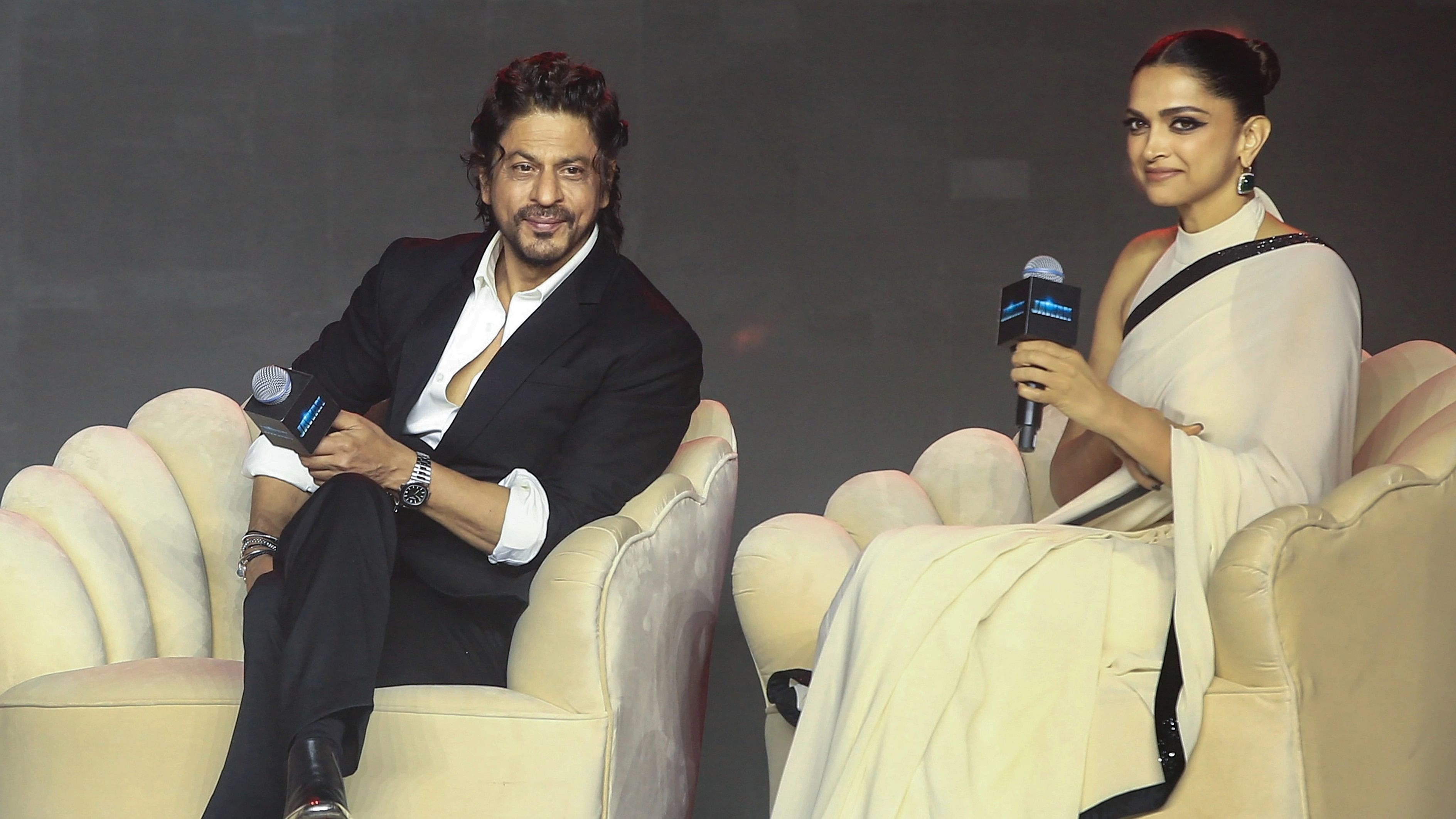 <div class="paragraphs"><p>Mumbai: Actors Shah Rukh Khan and Deepika Padukone during a press conference after the success of their movie Jawan, in Mumbai, Friday, Sept. 15, 2023. </p></div>