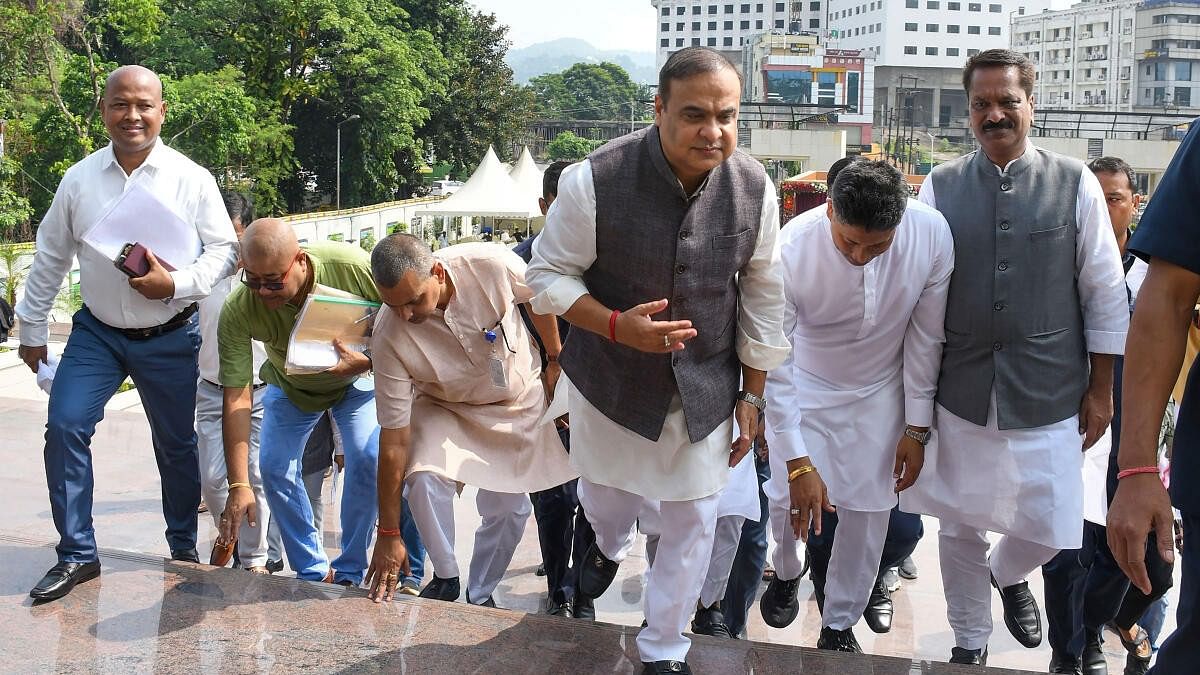 <div class="paragraphs"><p>Assam Chief Minister Himanta Biswa Sarma arrives to attend the first day of the Autumn session of the State Assembly, in Guwahati, Monday, Sept. 11, 2023.</p></div>