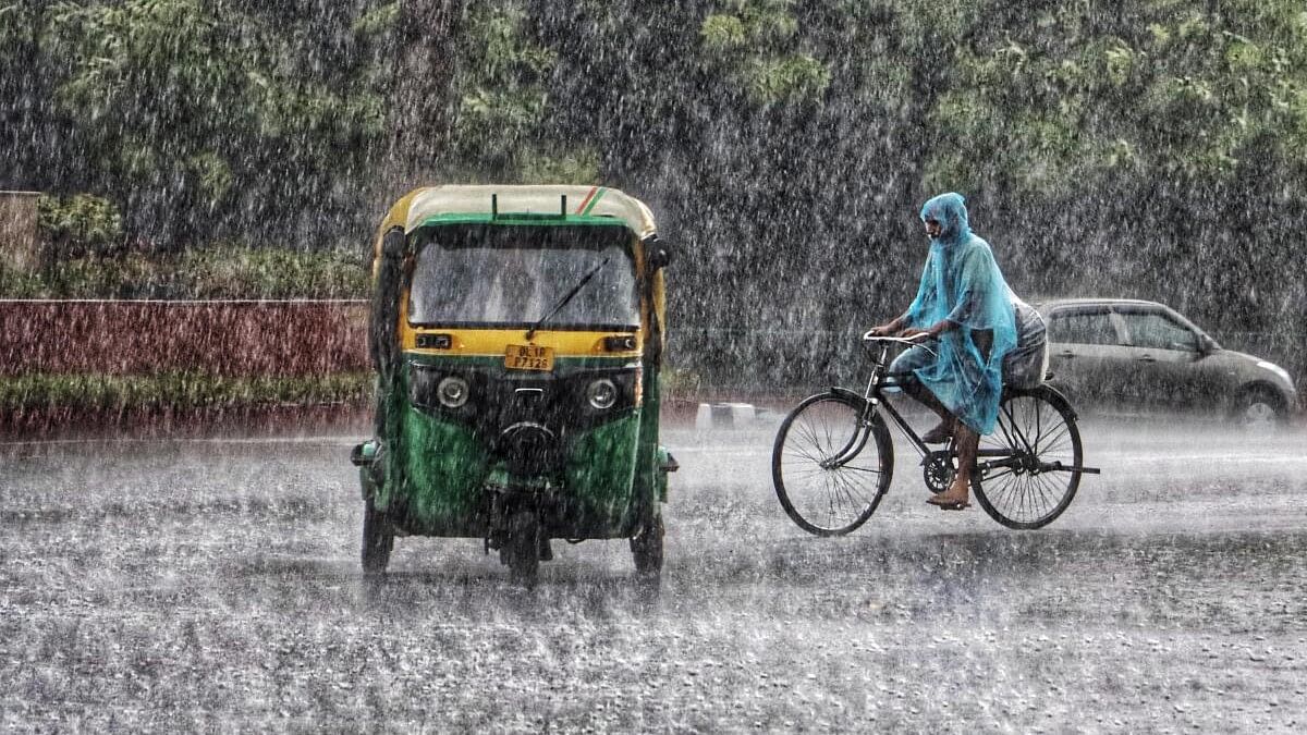 <div class="paragraphs"><p>Vehicles move on a road amid rain, in New Delhi, Saturday, Sept. 23, 2023.</p></div>