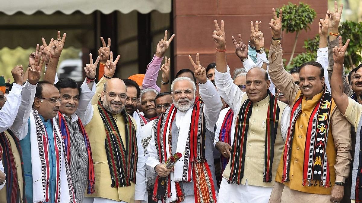 <div class="paragraphs"><p>BJP top leaders including Narendra Modi, Amit Shah, and Rajnath Singh.</p></div>