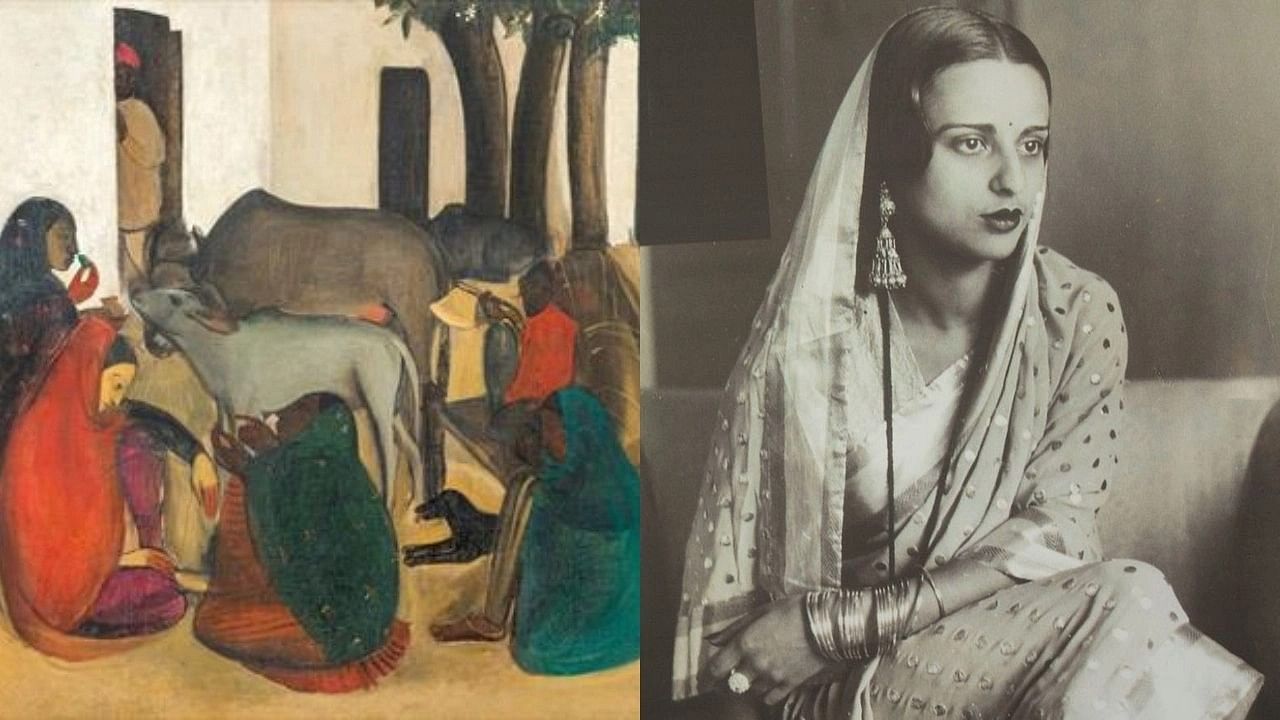 <div class="paragraphs"><p>‘The Story Teller’&nbsp;oil on canvas (left) and Amrita Sher-Gil (right).</p></div>