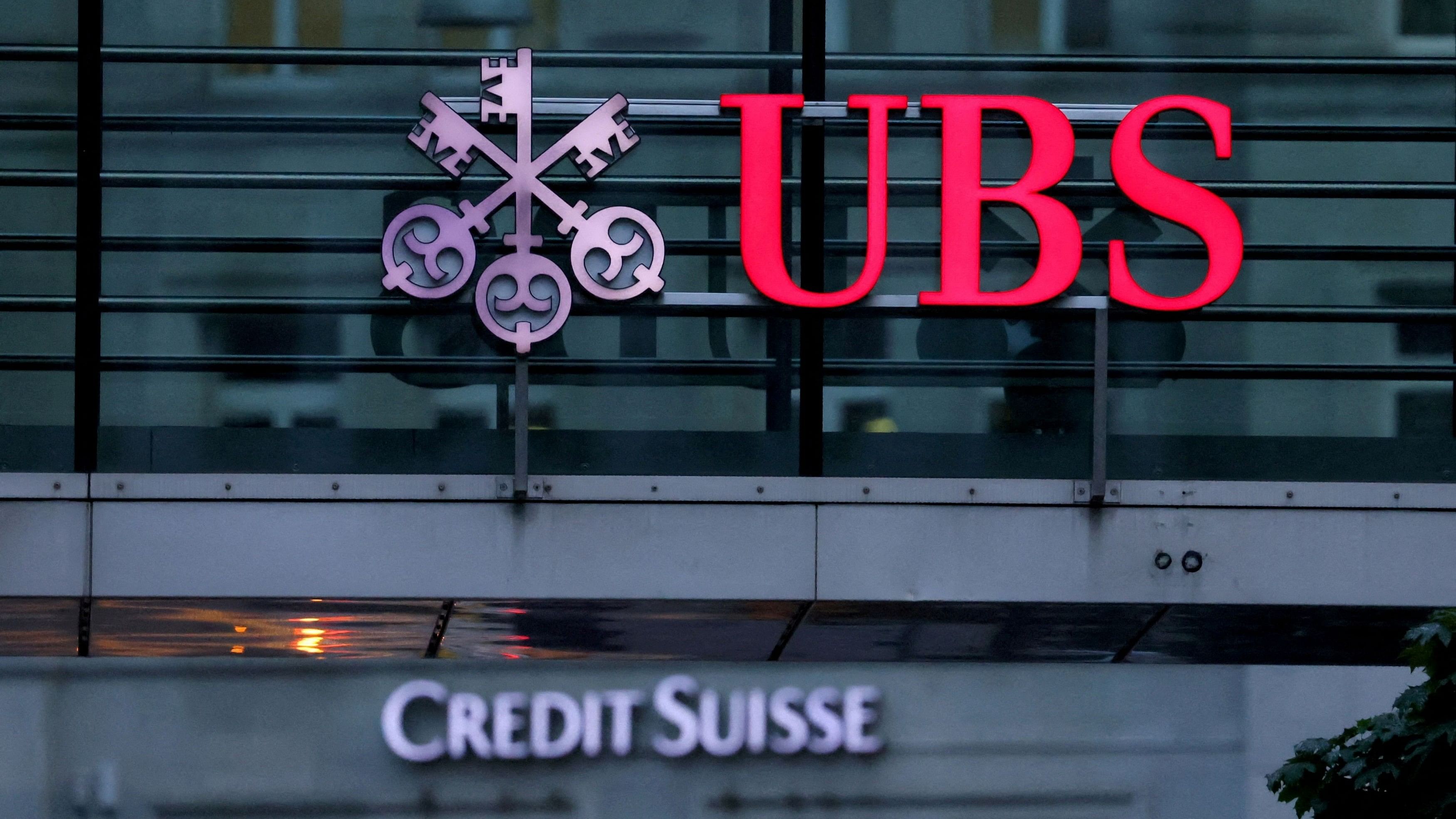 <div class="paragraphs"><p>Logos of Swiss banks Credit Suisse and UBS are seen before a news conference in Zurich Switzerland, August 30, 2023.  </p></div>