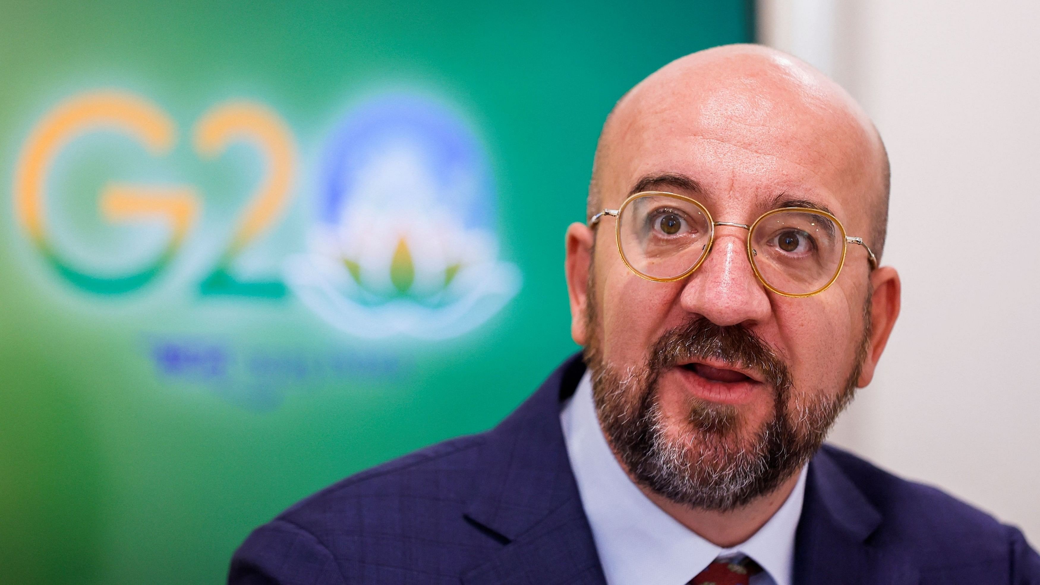 <div class="paragraphs"><p>European Council President Charles Michel attends a press briefing ahead of the G20 Summit in New Delhi, India, September 8, 2023. </p></div>