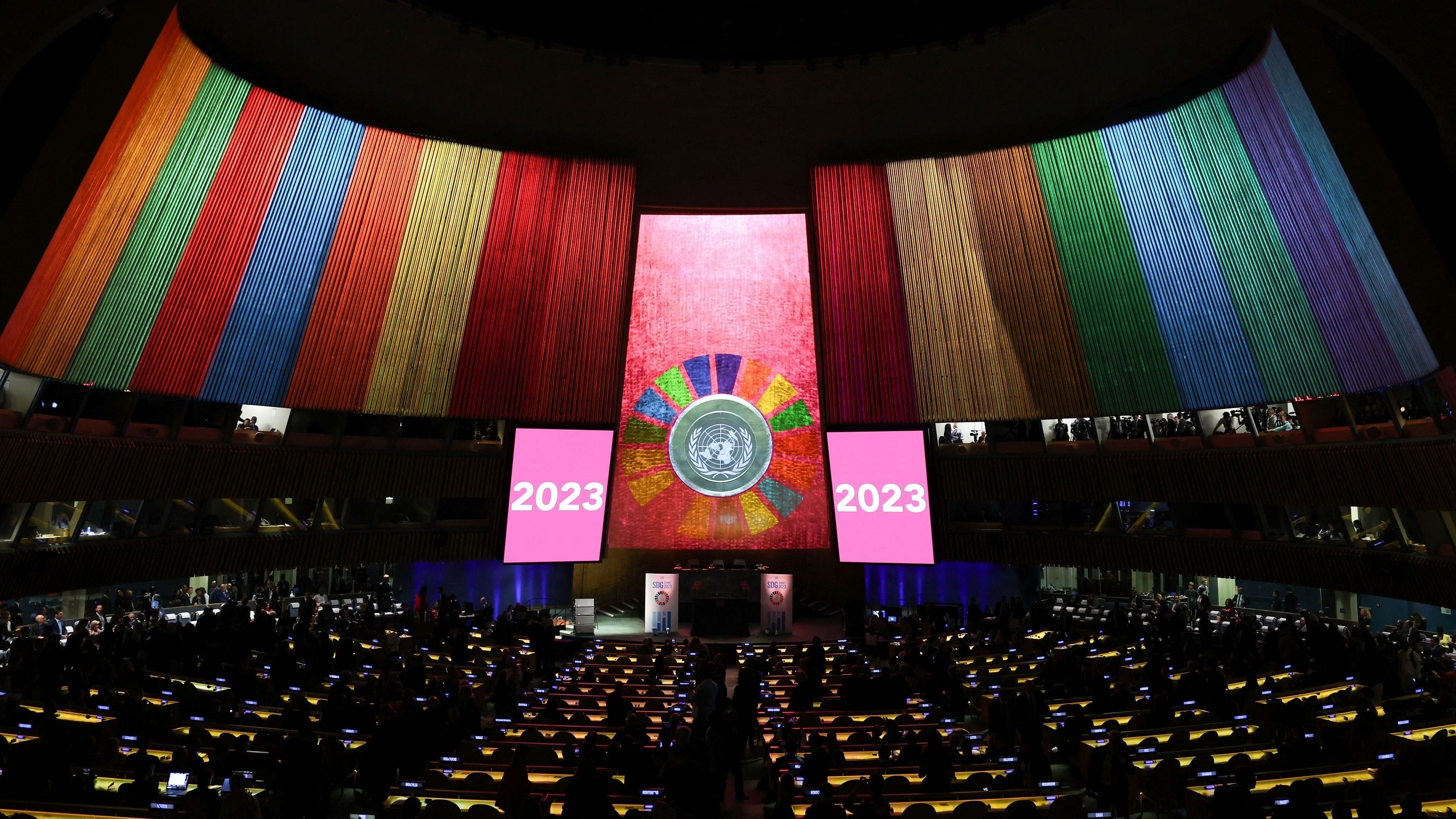 <div class="paragraphs"><p>The United Nations General Assembly hall is pictured during the opening session of the Sustainable Development Goals  Summit 2023, at U.N. headquarters in New York City, New York, U.S., September 18, 2023. </p></div>