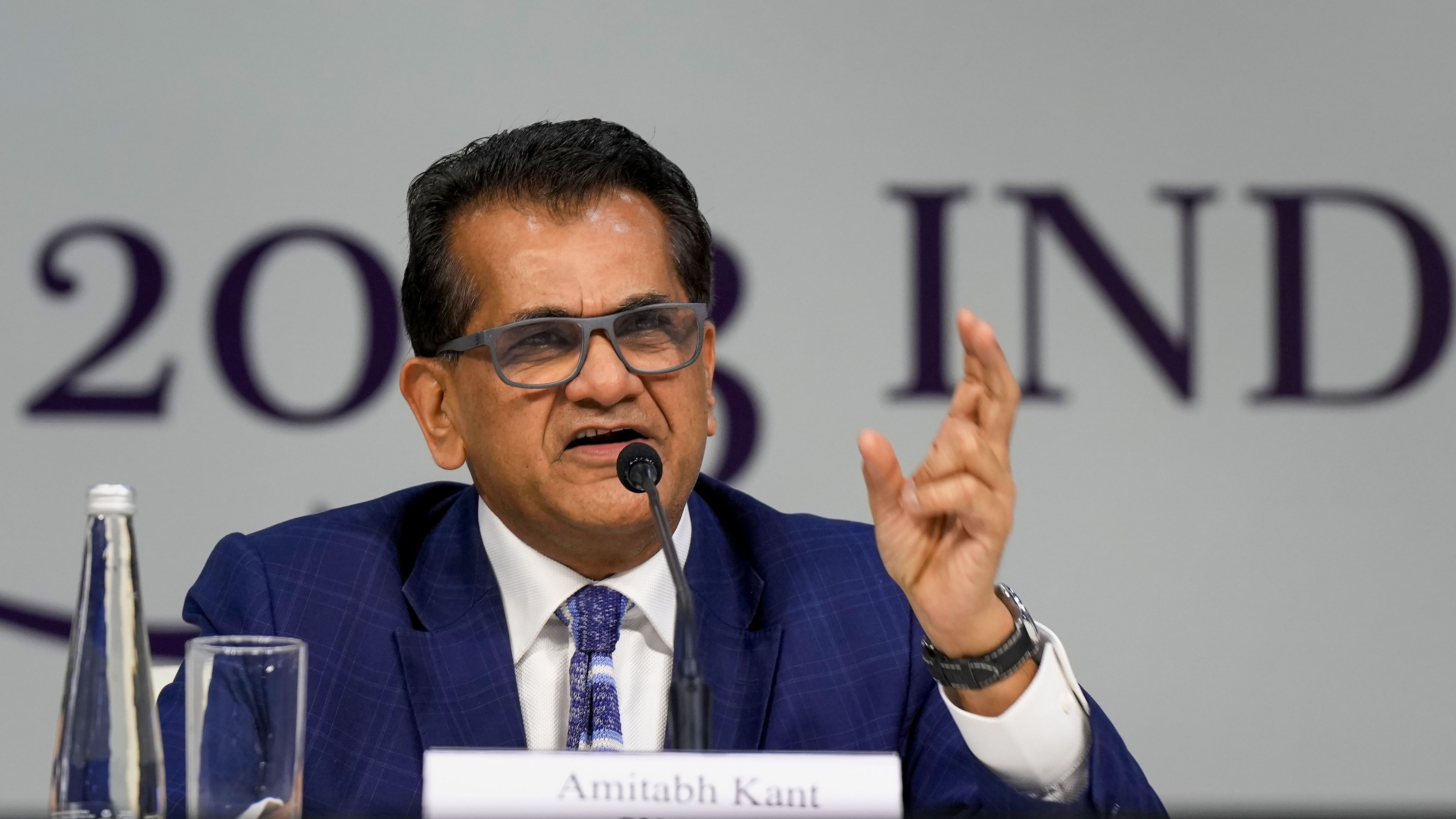 <div class="paragraphs"><p>Amitabh Kant during the G20 curtain raiser press conference in New Delhi on September 8, 2023. </p></div>