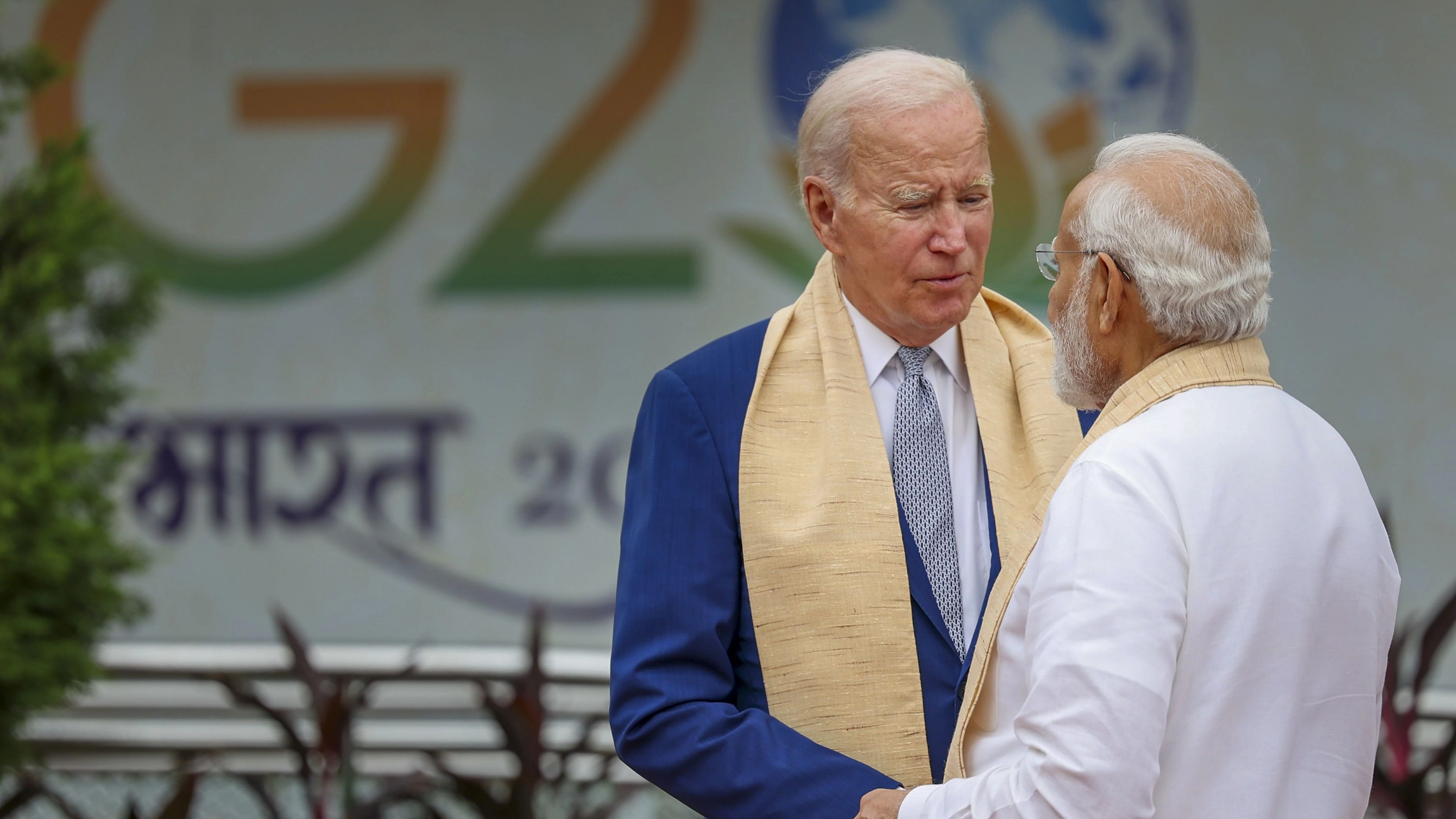 <div class="paragraphs"><p> New Delhi:  Prime Minister Narendra Modi with US President Joe Biden at Mahatma Gandhi's memorial Rajghat on the final day of the G20 Summit, in New Delhi, Sunday, Sept. 10, 2023. </p></div>