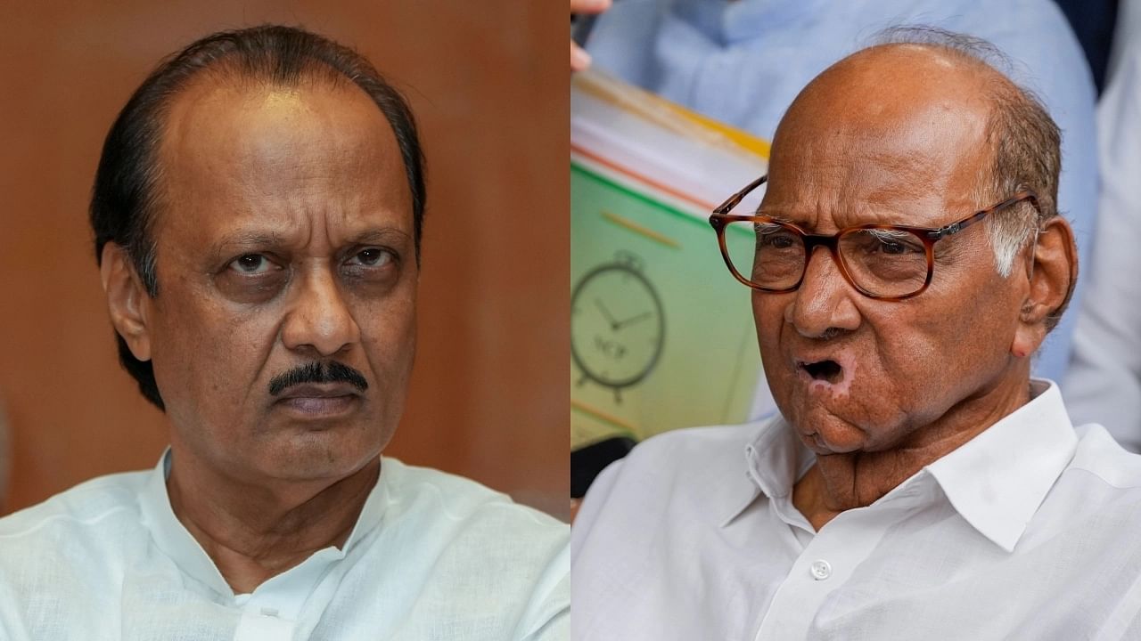 <div class="paragraphs"><p>NCP chief Ajit Pawar (L); NCP (SP) supremo Sharad Pawar (R).</p></div>