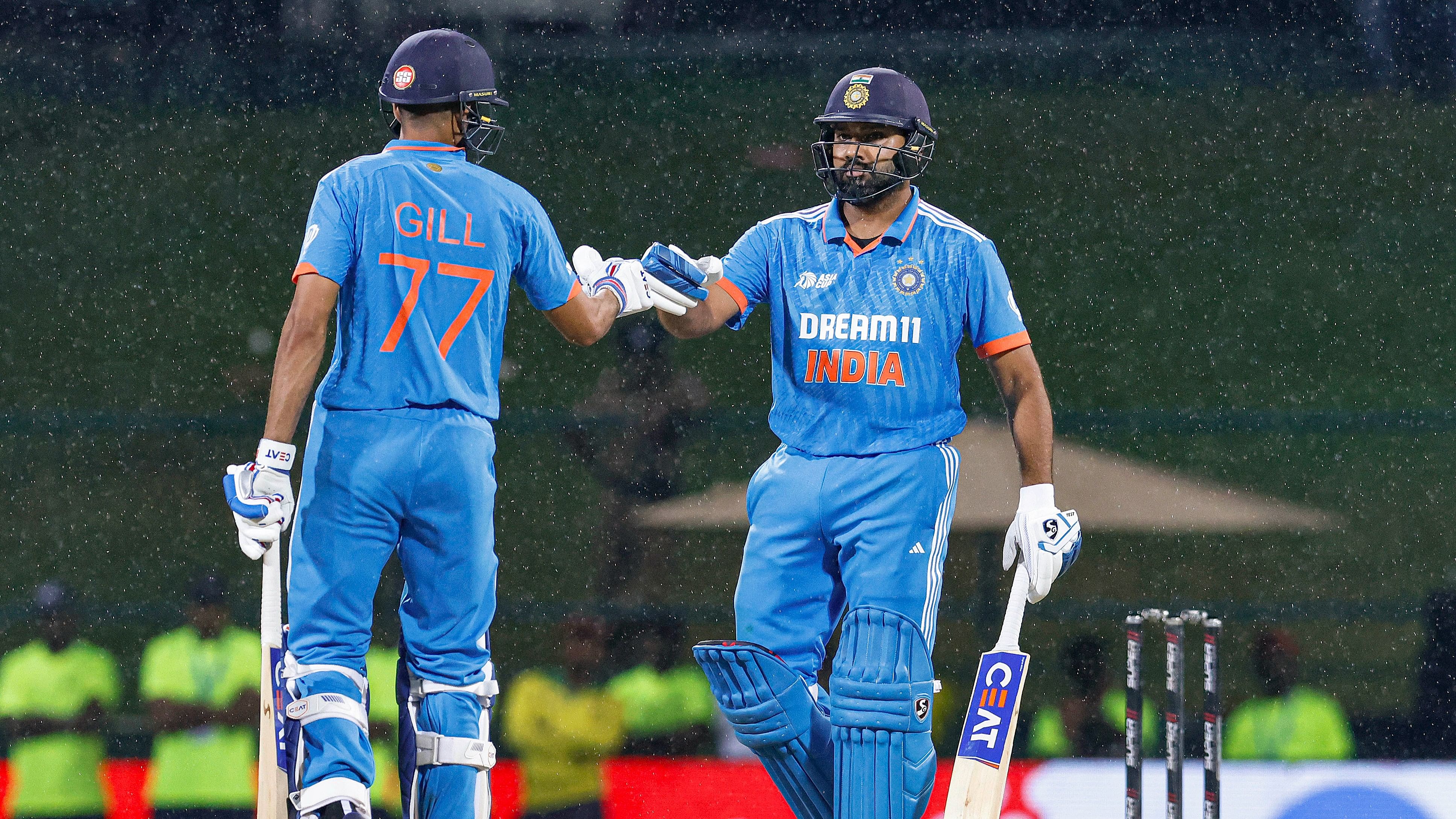 <div class="paragraphs"><p>Indian batters Rohit Sharma and Shubman Gill during the Asia Cup match between India and Nepal, at the Pallekele International Cricket Stadium in Sri Lanka, Monday, Sept. 4, 2023.</p></div>