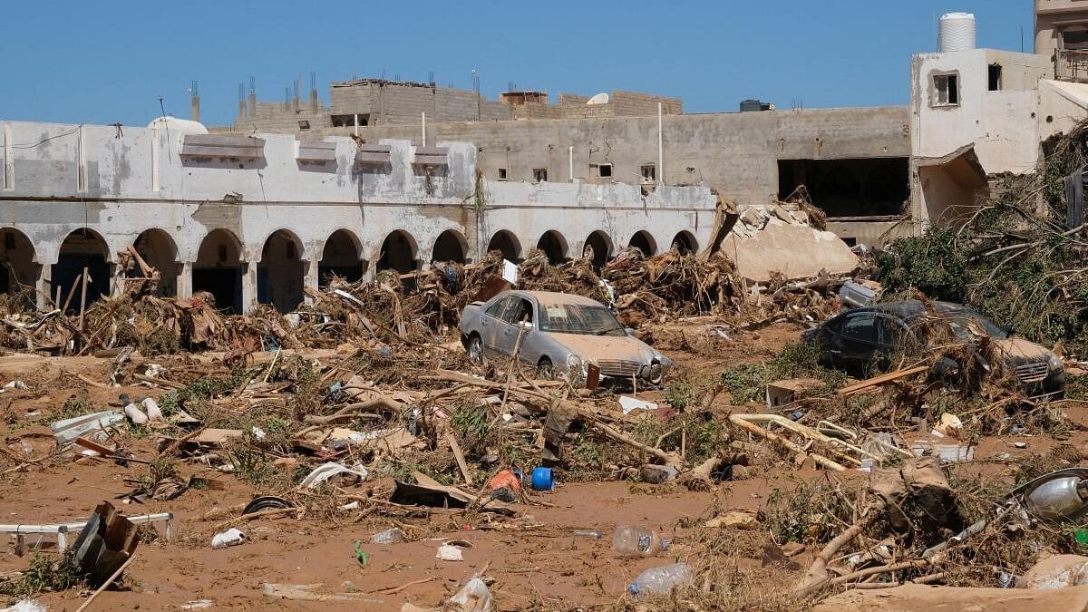 <div class="paragraphs"><p>A view shows damaged cars, after a powerful storm and heavy rainfall hit Libya, in Derna.&nbsp;</p></div>