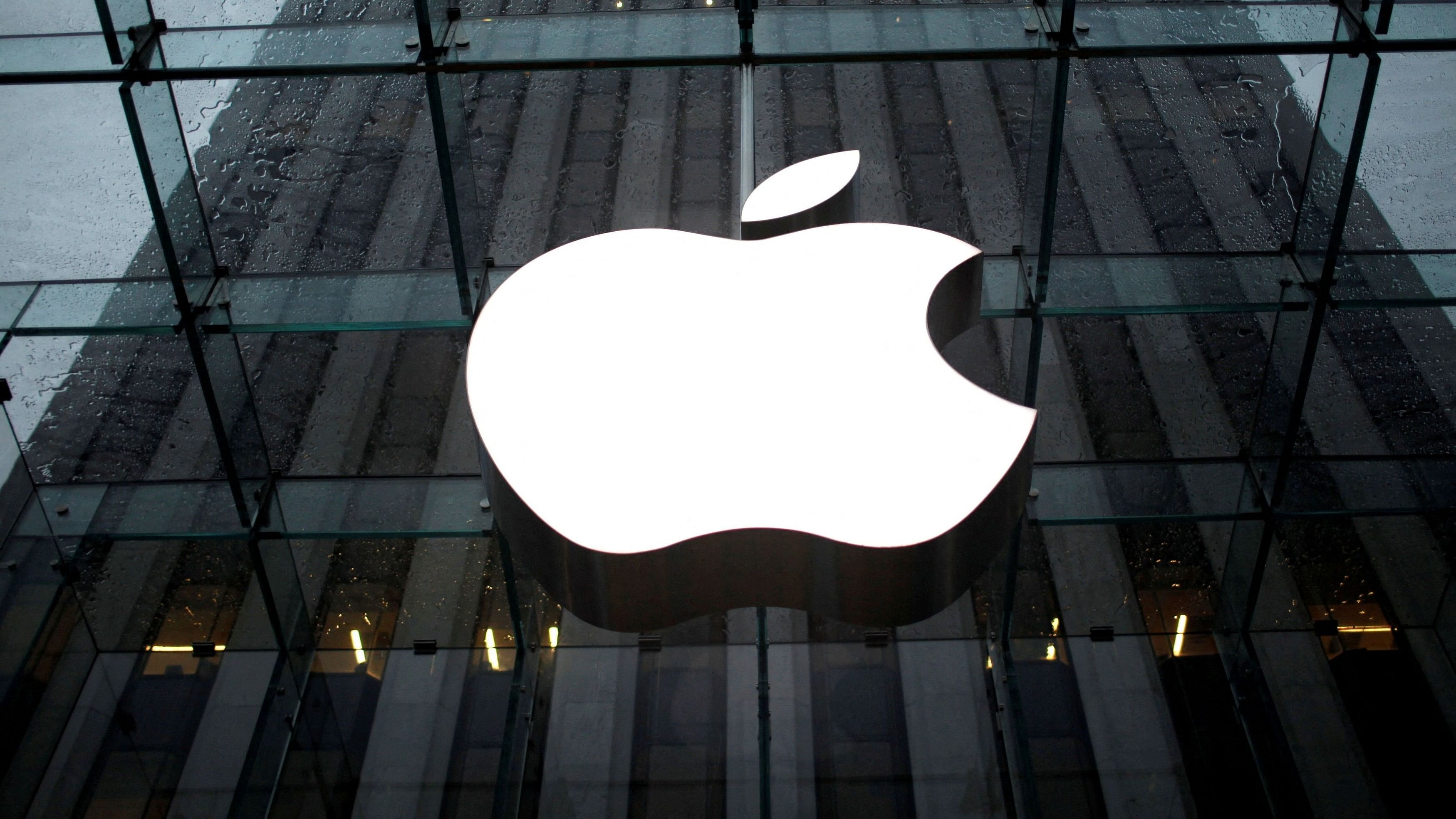 <div class="paragraphs"><p>The Apple Inc. logo is seen in the lobby of New York City's flagship Apple store.</p></div>