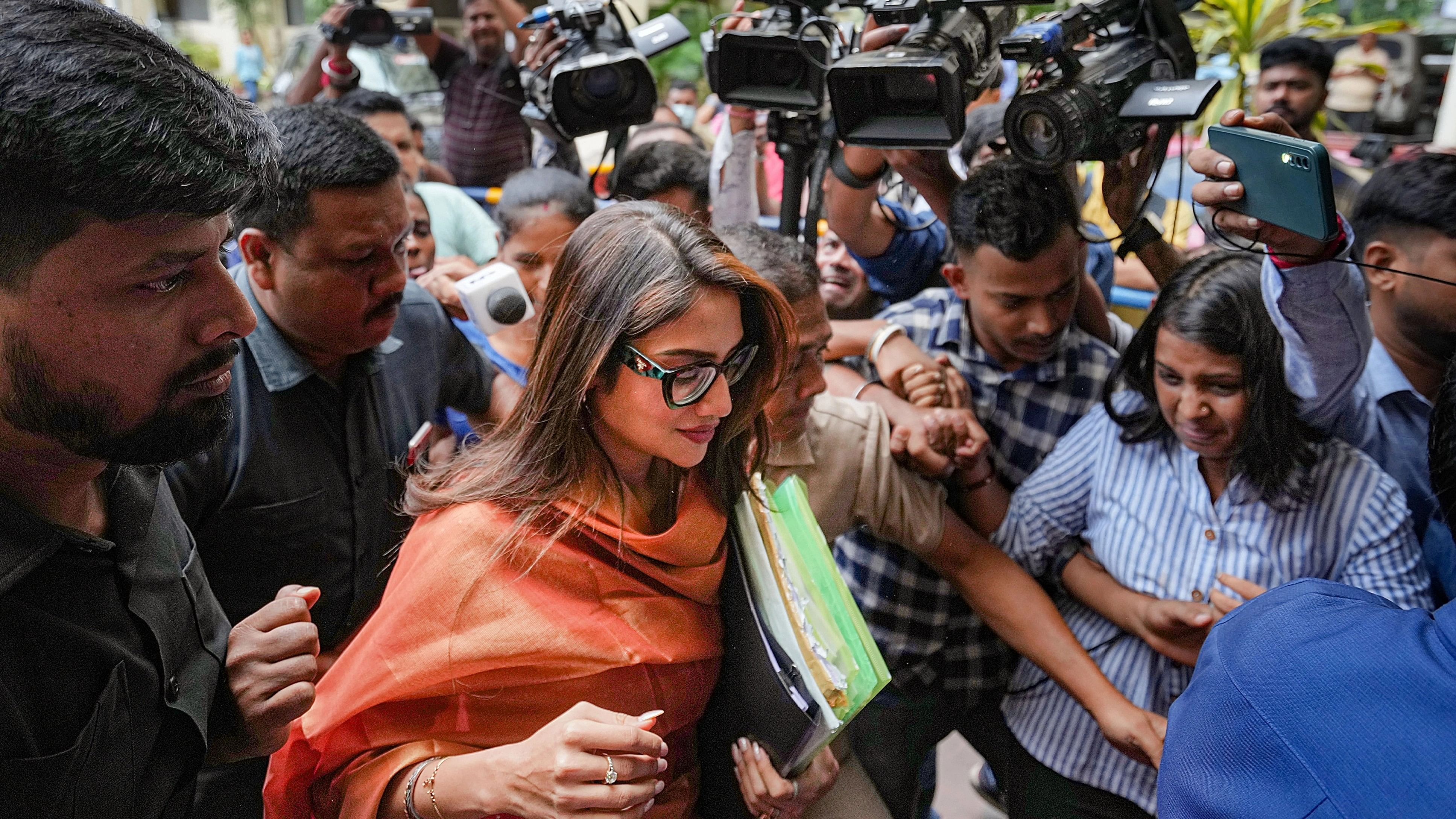 <div class="paragraphs"><p>TMC MP Nusrat Jahan at the ED office in Kolkata.</p></div>