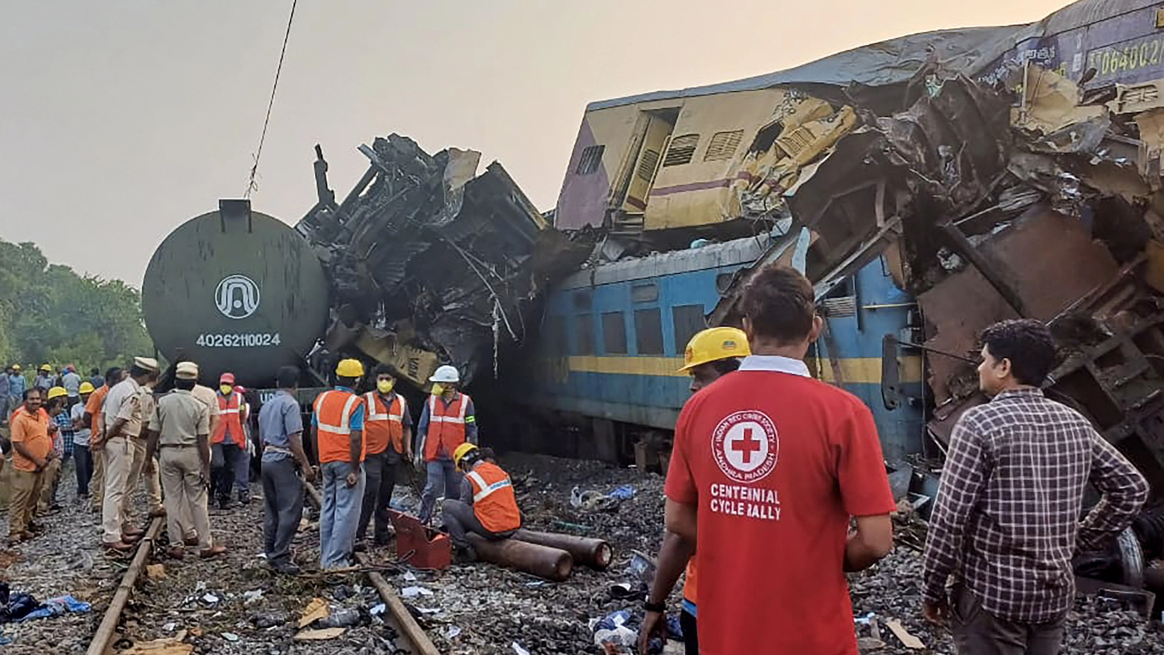 <div class="paragraphs"><p>NDRF personnel carry out rescue and restoration work after multiple coaches of two passenger trains derailed following a collision, in Vizianagaram district, Monday, Oct. 30, 2023. At least 13 people have been killed and several others injured in the accident.</p></div>