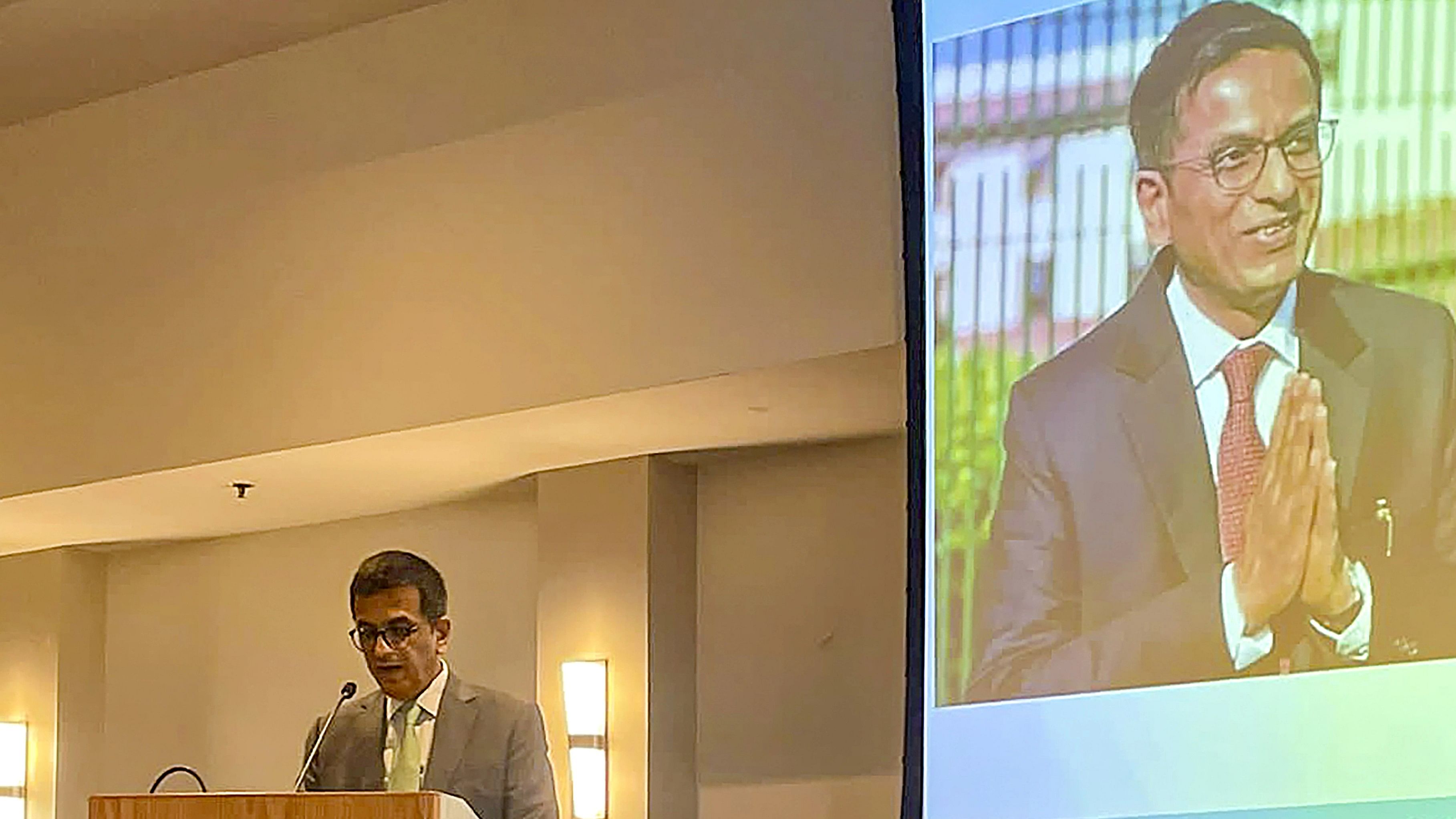 <div class="paragraphs"><p>Chief Justice of India DY Chandrachud addresses at the Sixth International Conference on the  Unfinished Legacy of BR Ambedkar, at the Brandeis University, Massachusetts, USA, Sunday, Oct. 23, 2023. </p></div>