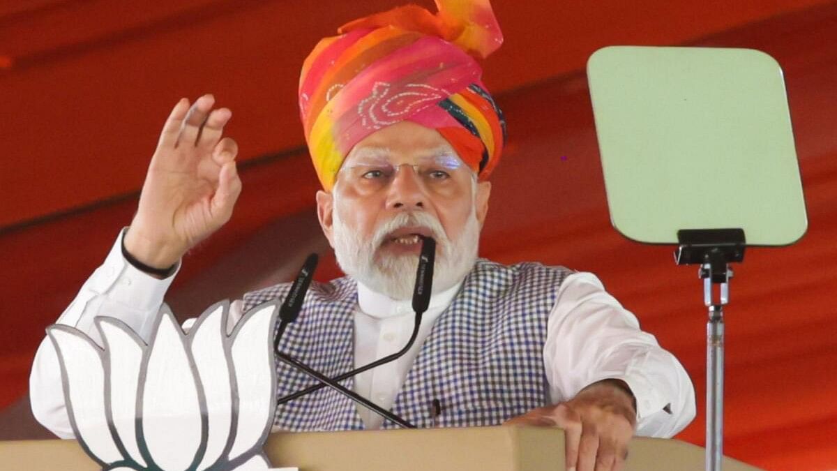 <div class="paragraphs"><p>PM  Modi addresses a gathering during a public meeting, in Jodhpur in Rajasthan ahead of assembly polls in the state.&nbsp;</p></div>