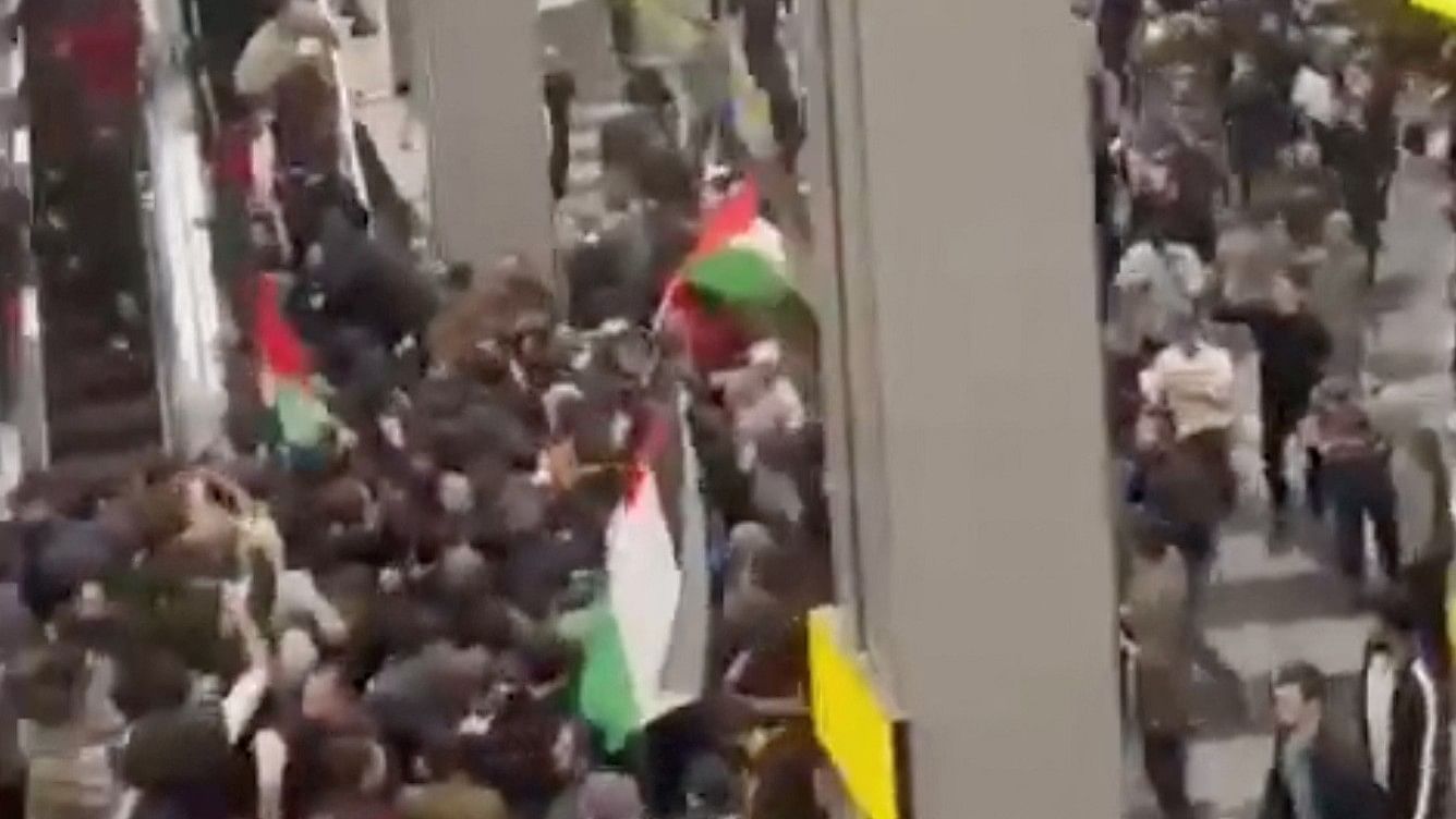 <div class="paragraphs"><p>Pro-Palestinian protesters storm an airport building, in Makhachkala, Russia, October 29, 2023, in this screengrab taken from a video obtained by Reuters. </p></div>