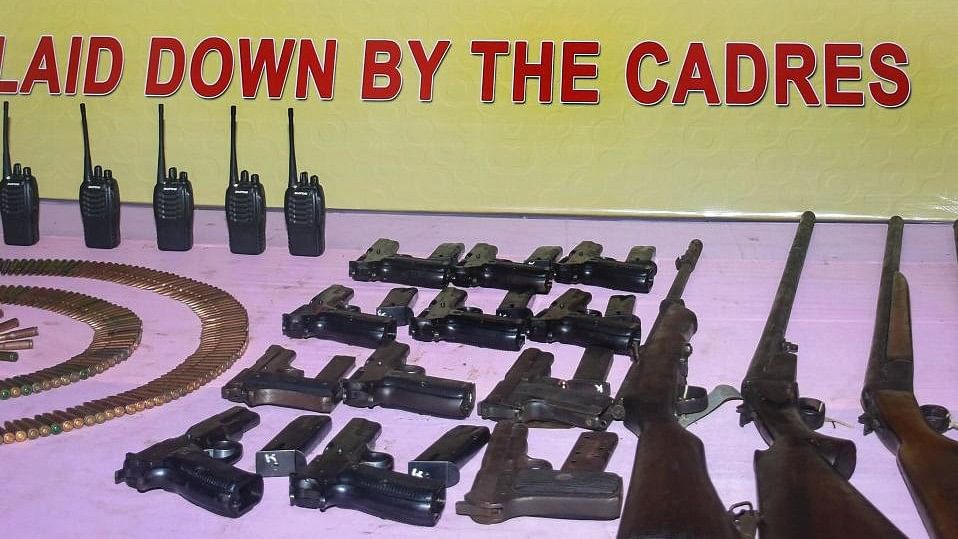 <div class="paragraphs"><p>Representative image of arms laid down by militants in Assam.</p></div>