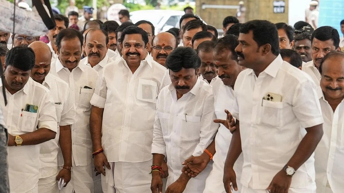 <div class="paragraphs"><p>File photo of AIADMK General Secretary Edappadi K Palaniswami with party MLAs outside&nbsp;Tamil Nadu Legislative Assembly.&nbsp;</p></div>