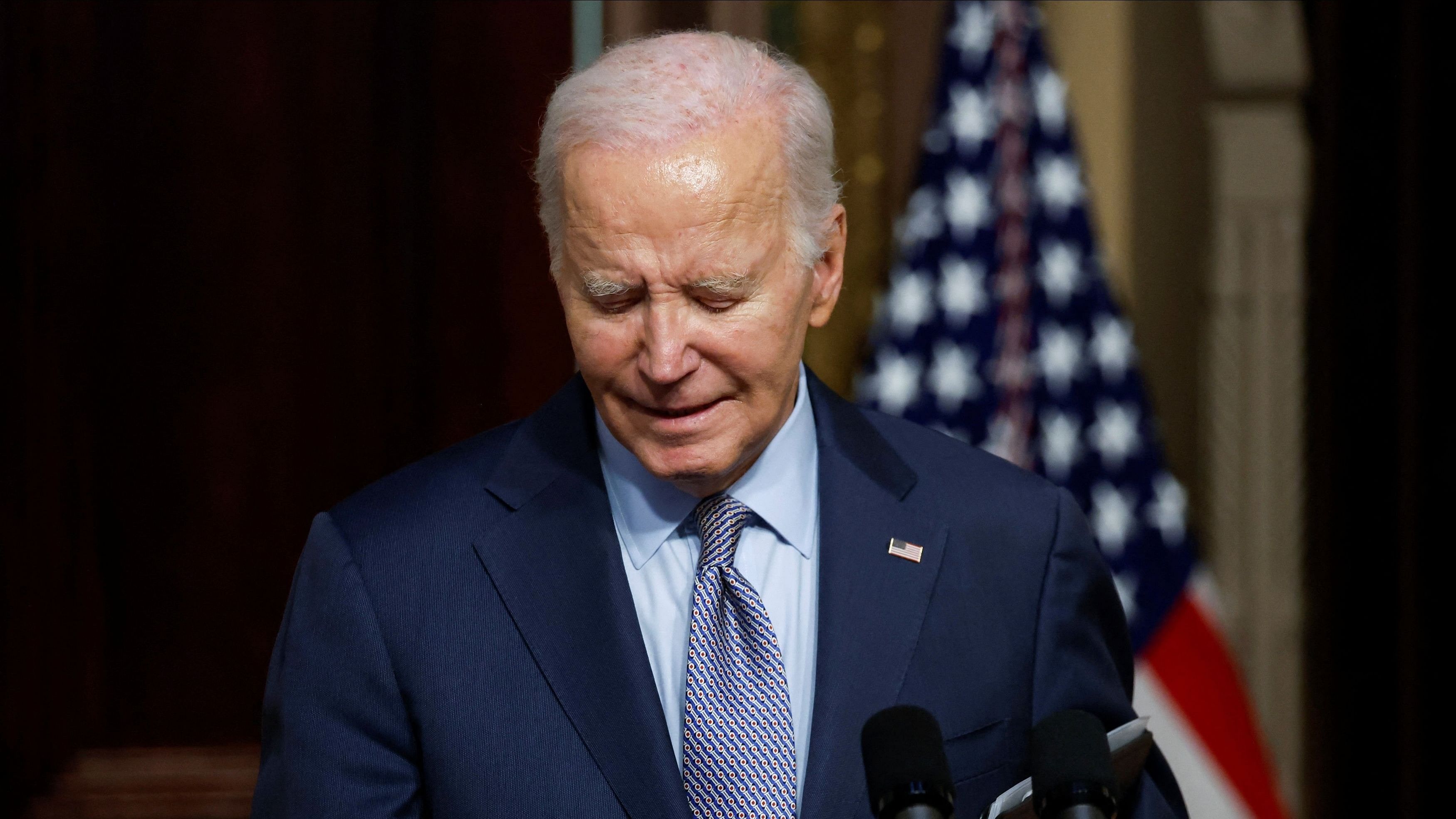 <div class="paragraphs"><p>US President Joe Biden participates in a roundtable with Jewish community leaders regarding the Palestine-Israel conflict, in the Eisenhower Executive Office Building on the White House.</p></div>