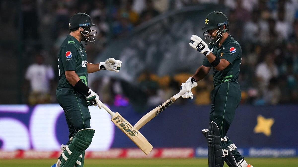 <div class="paragraphs"><p>Pakistan's Abdullah Shafique (right) and Imam-ul-Haq (left) during the ICC Men's Cricket World Cup 2023 match between Pakistan and Australia at M. Chinnaswamy Stadium, in Bengaluru</p></div>