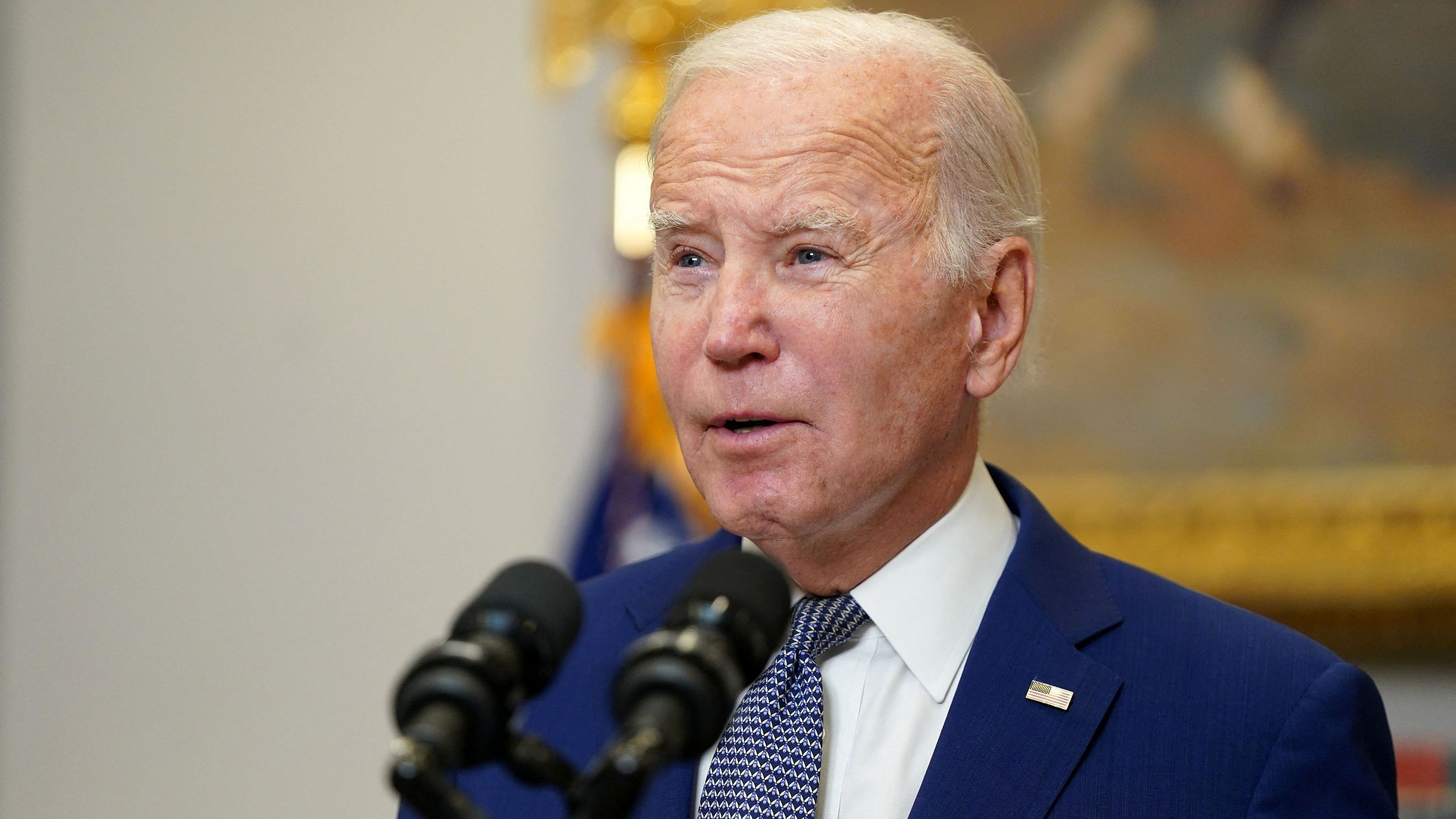 <div class="paragraphs"><p>US President Joe Biden makes a statement about the stopgap government funding bill passed by the US House and Senate to avert a government shutdown at the White House in Washington, U.S., October 1, 2023.</p></div>