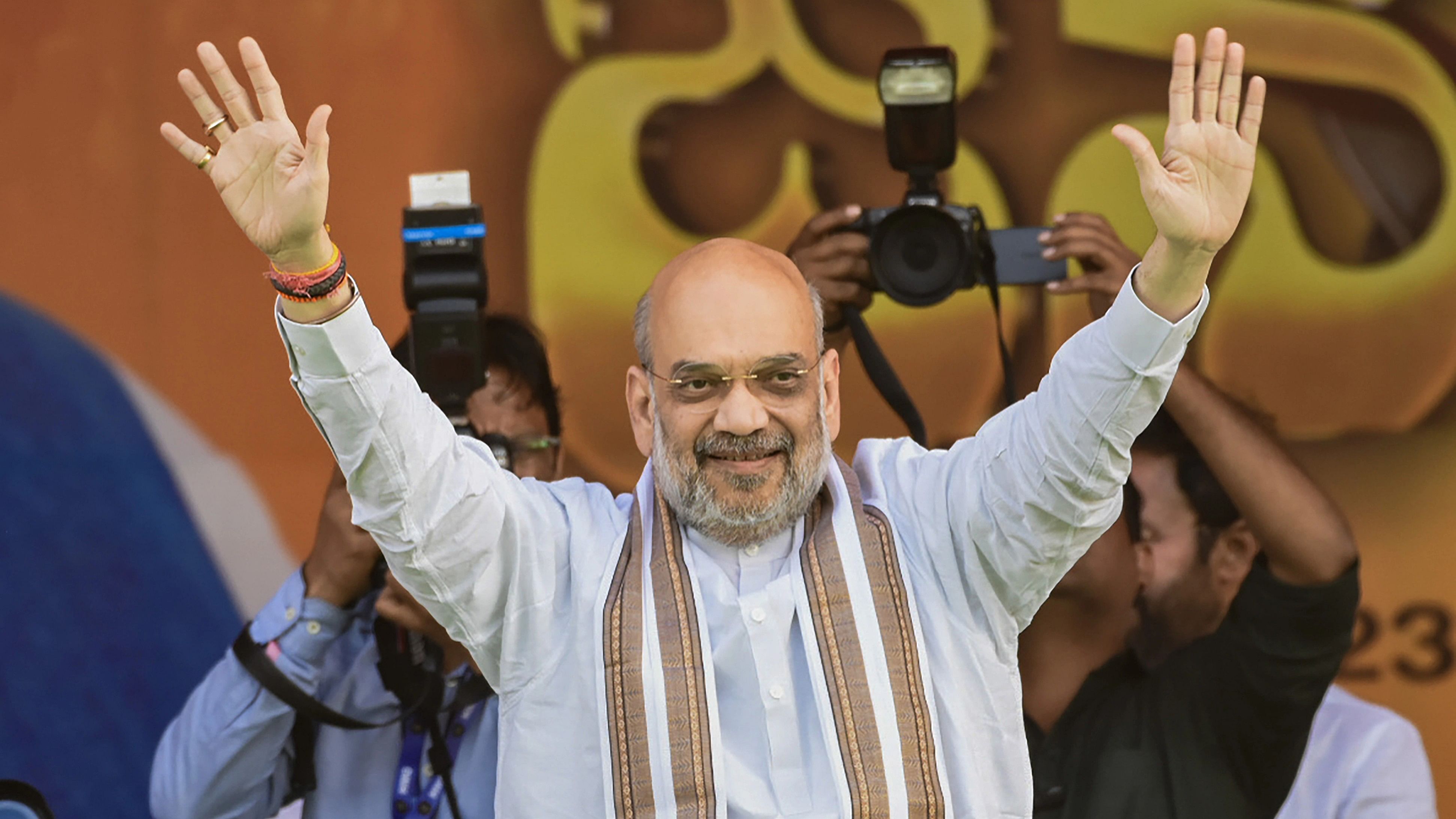 <div class="paragraphs"><p>Suryapet: Union Home Minister Amit Shah at a public meeting ahead of Telangana Assembly elections, in Suryapet district, Friday, Oct. 27, 2023.</p></div>