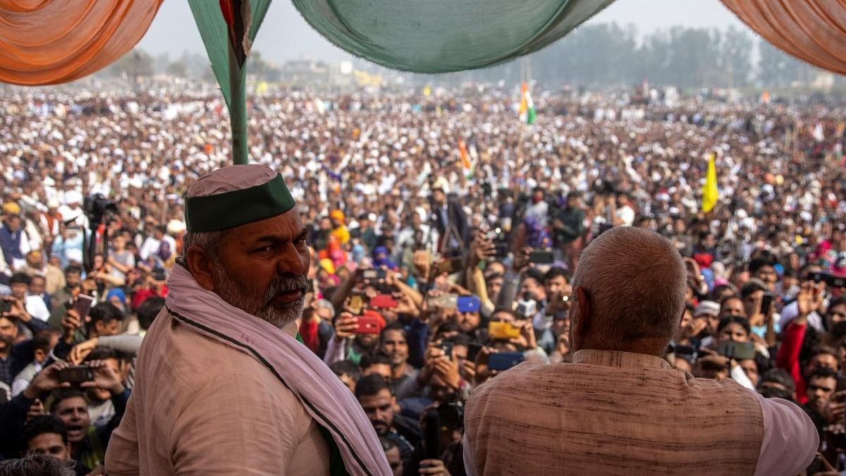 <div class="paragraphs"><p>File photo of farmers body leader Rakesh Tikait at a protest against&nbsp;farm laws in Haryana.&nbsp;</p></div>