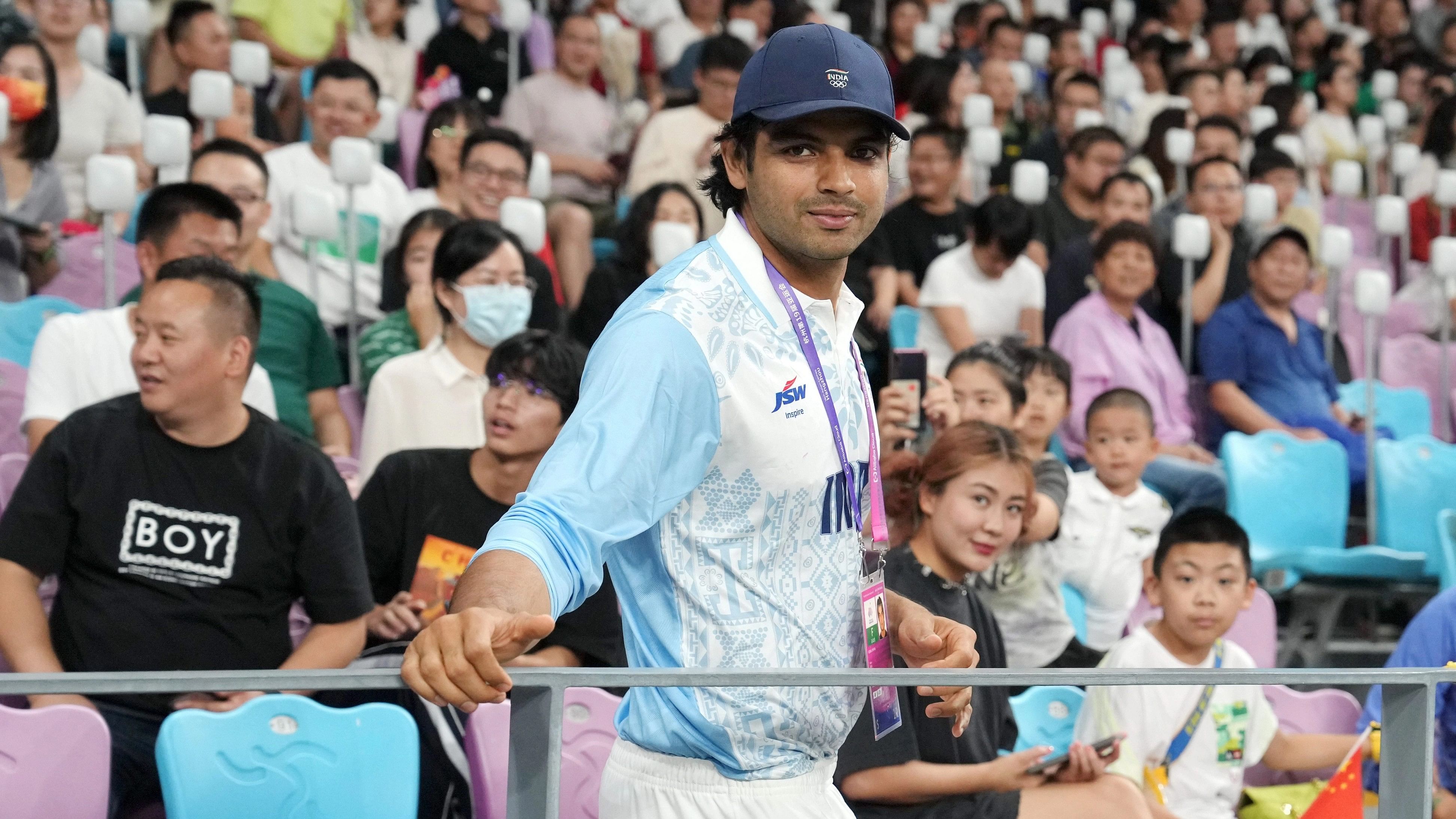 <div class="paragraphs"><p>Hangzhou: Indian athlete Neeraj Chopra watches the mens shot put final event at the 19th Asian Games, in Hangzhou, China, Sunday, Oct. 1, 2023. </p></div>