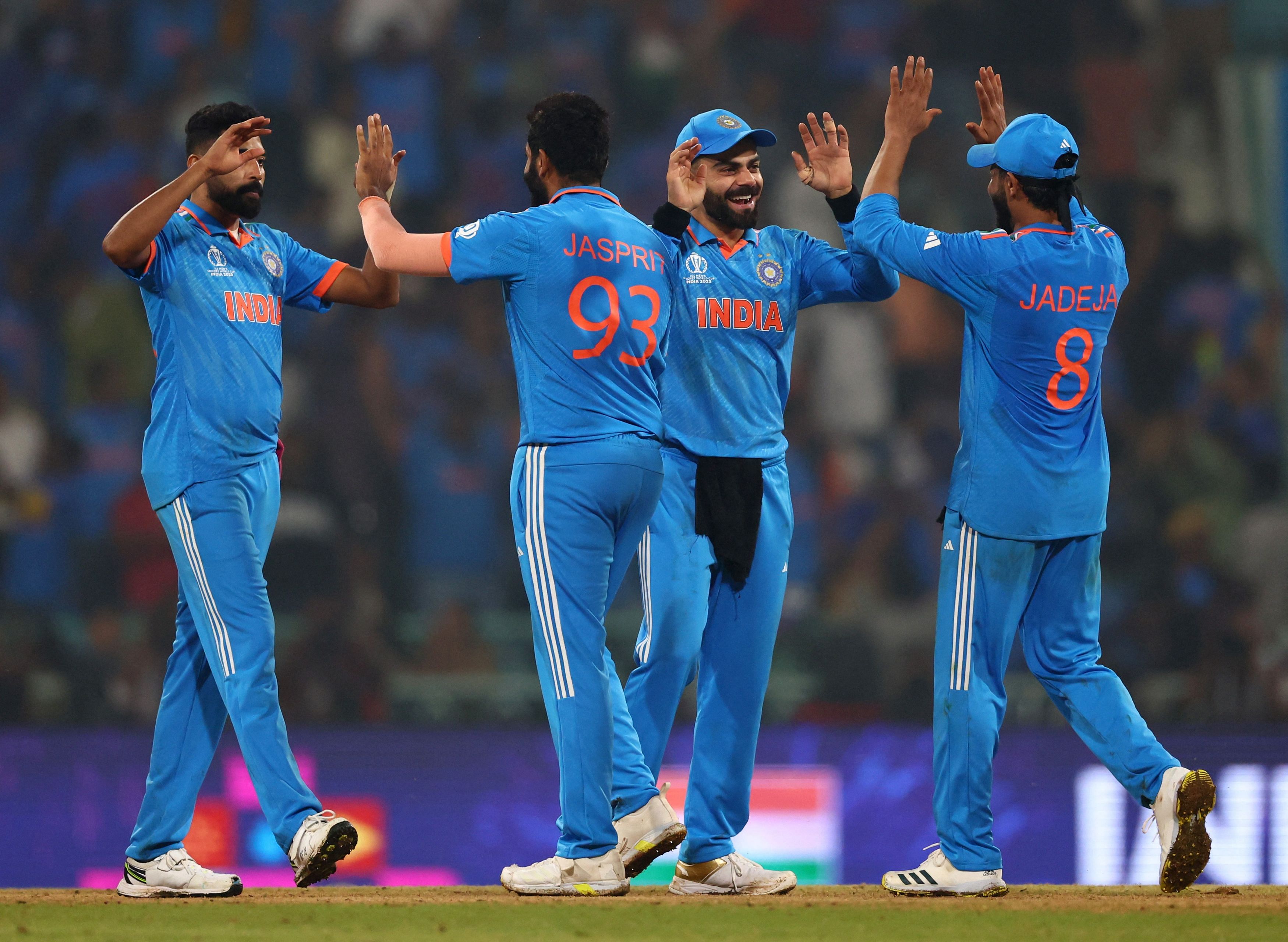 <div class="paragraphs"><p>India players celebrate after the match against England on Oct. 29.&nbsp;</p></div>