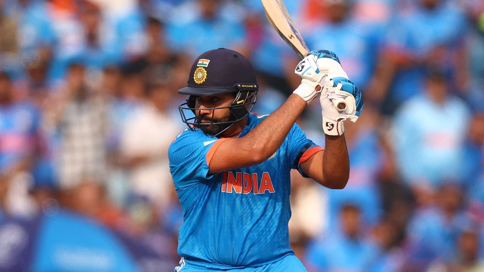 <div class="paragraphs"><p>Rohit Sharma plays a shot, en route to his fifty, against England at the&nbsp;Bharat Ratna Shri Atal Bihari Vajpayee Ekana Cricket Stadium, Lucknow.&nbsp;</p></div>