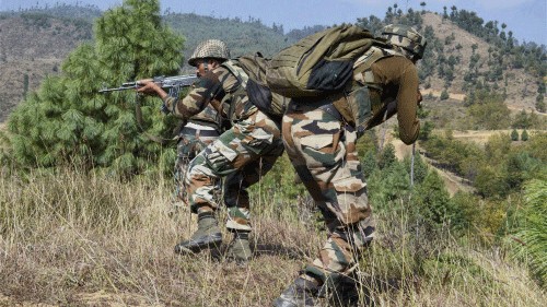 <div class="paragraphs"><p>Army soldiers taking positions during an encounter with militants  J &amp; K.</p></div>