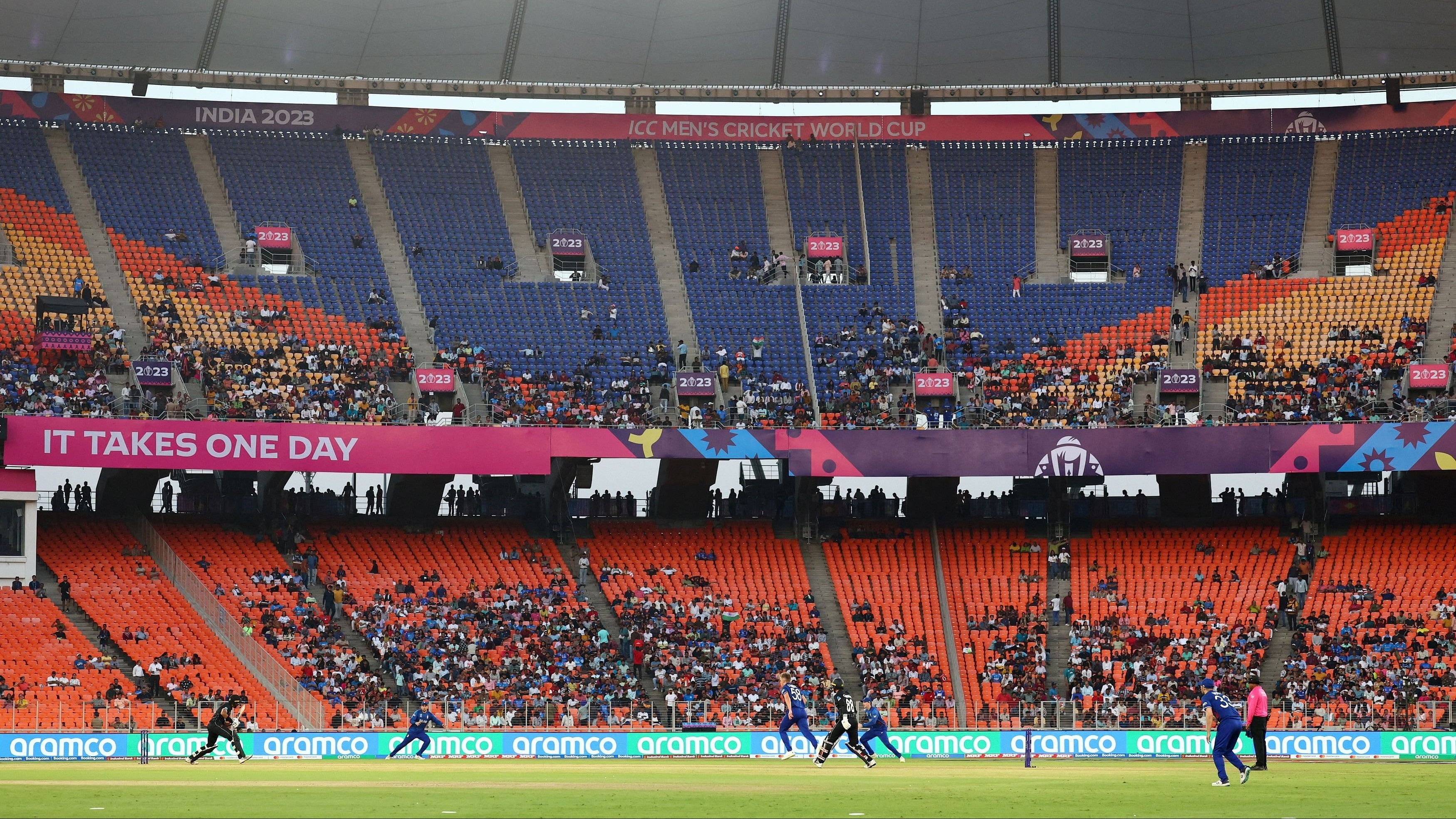 <div class="paragraphs"><p> General view of empty seats in the stands during New Zealand's innings.</p></div>