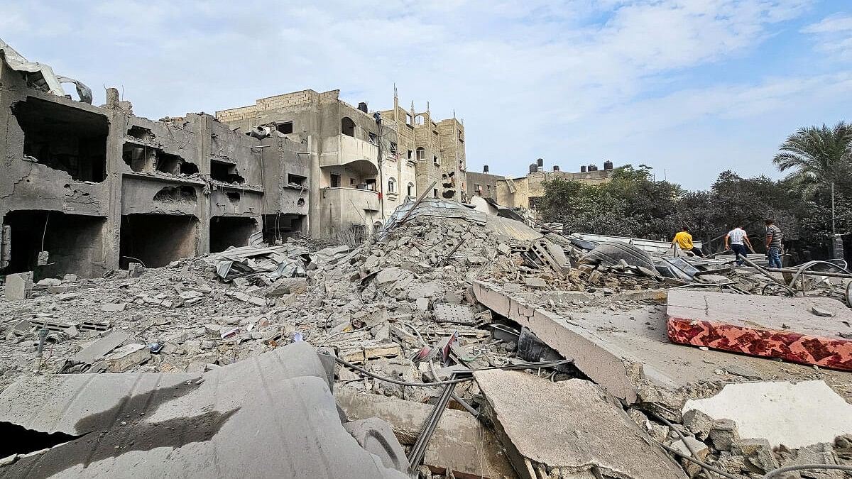 <div class="paragraphs"><p>A view of the site where Palestinian houses were destroyed by Israeli strikes, as the conflict between Israel and Palestinian Islamist group Hamas continues, in the northern Gaza Strip.</p></div>