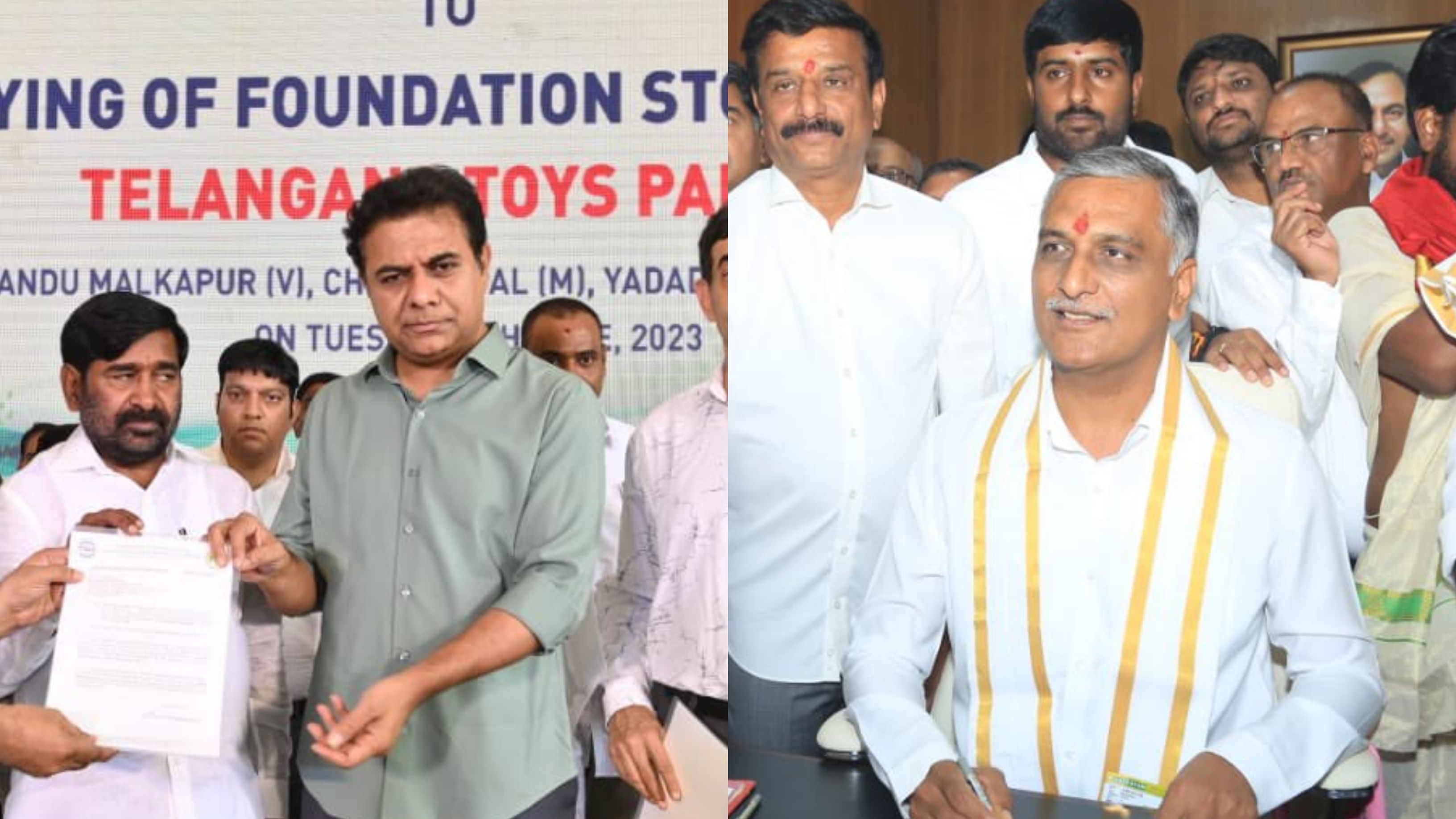 <div class="paragraphs"><p>BRS leaders KTR (L) and T Harish Rao (R).</p></div>