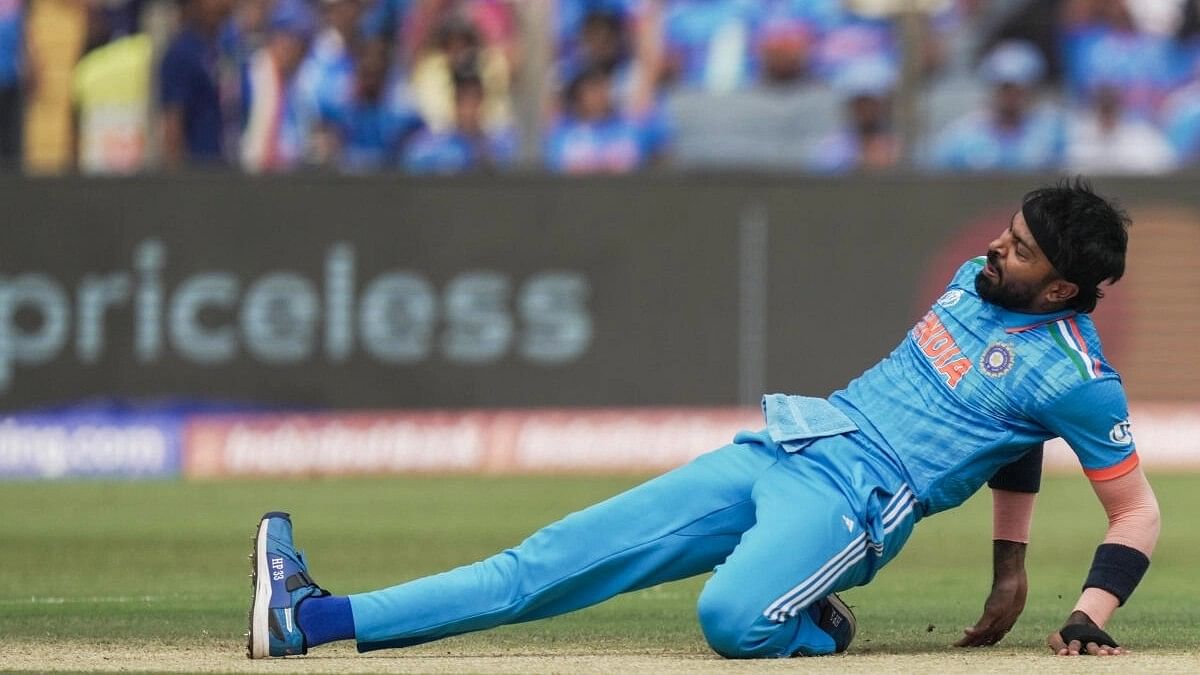 <div class="paragraphs"><p>Hardik Pandya during ICC Men's Cricket World Cup 2023 match between India and Bangladesh, at Maharashtra Cricket Association Stadium in Pune.</p></div>