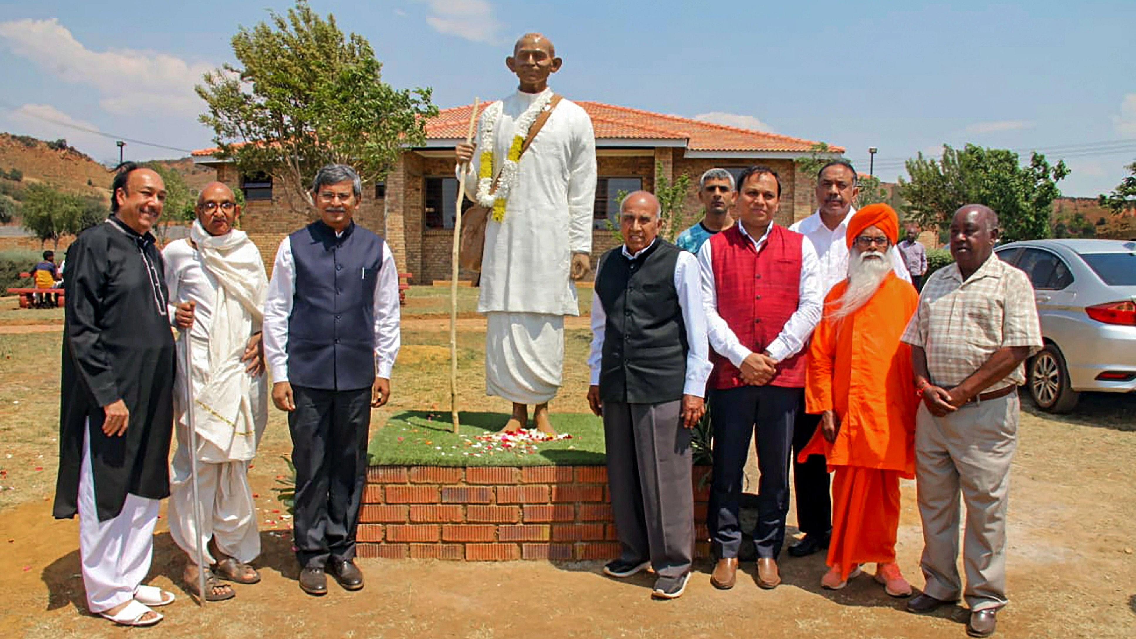 <div class="paragraphs"><p>High Commissioner of India to South Africa Prabhat Kumar during unveiling of a life-size statue of Mahatma Gandhi in continuation with Gandhi Jayanti celebrations at the Tolstoy Farm, in South Africa. </p></div>