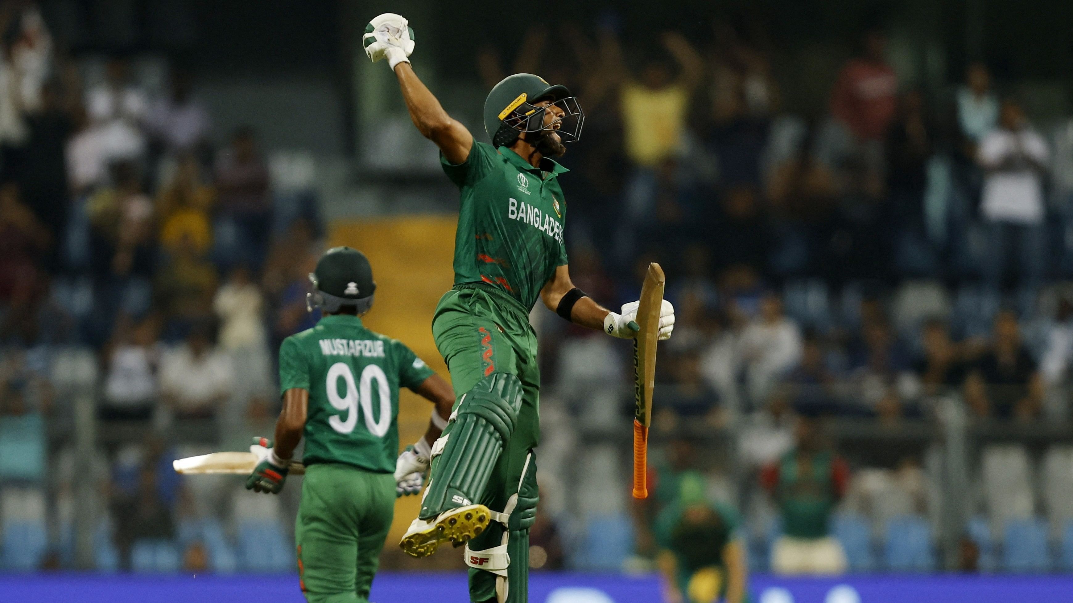 <div class="paragraphs"><p>Cricket - ICC Cricket World Cup 2023 - South Africa v Bangladesh - Wankhede Stadium, Mumbai, India - October 24, 2023  Bangladesh's Mahmudullah celebrates his century.</p></div>