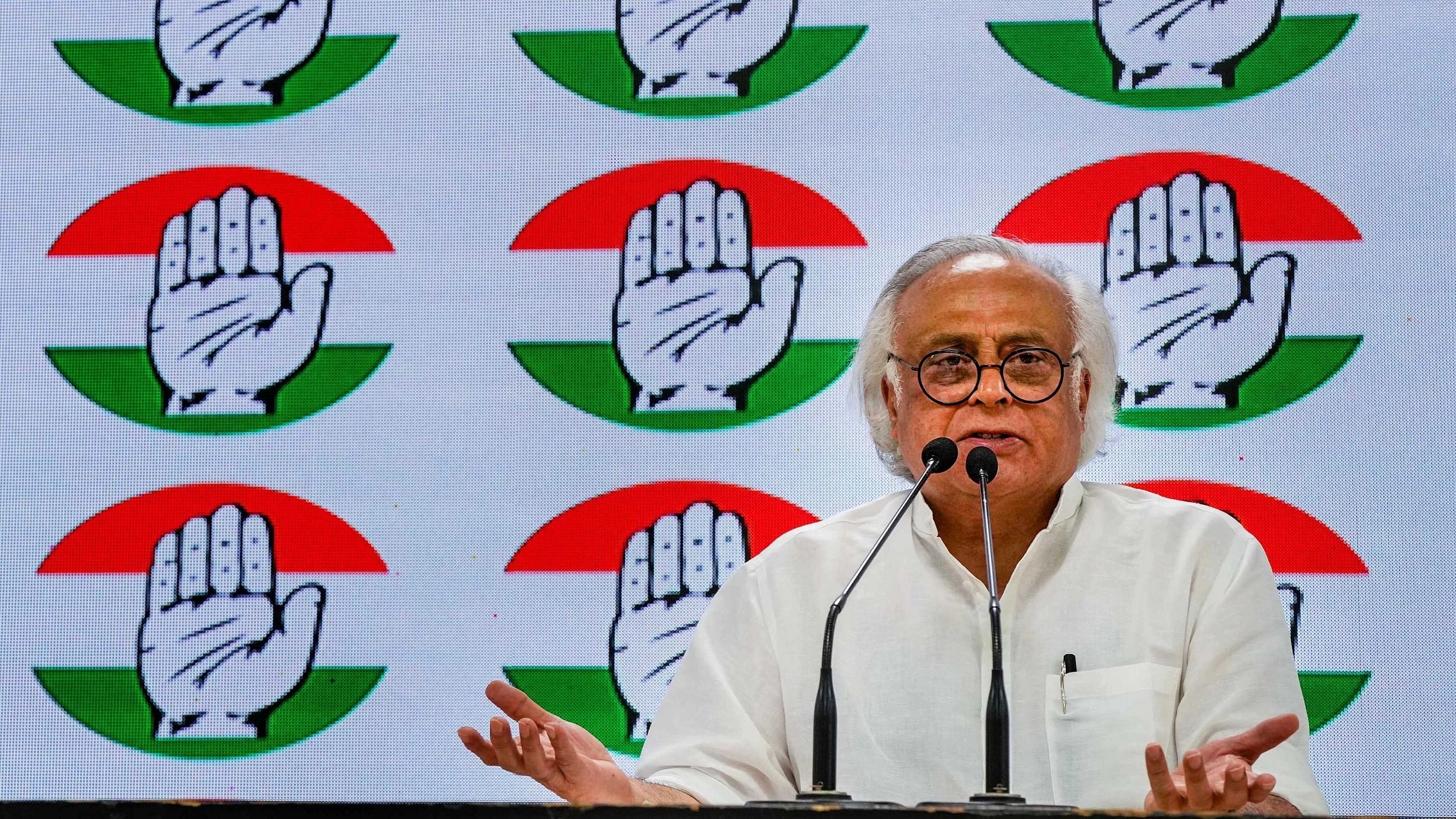 <div class="paragraphs"><p>Congress leader Jairam Ramesh addresses a press conference.</p></div>