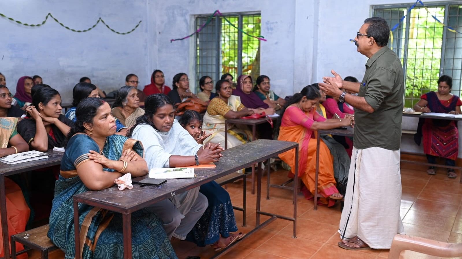 <div class="paragraphs"><p>Kudumbashree members at a class room in Palakkad district as part of 'Back to school" training.</p></div>