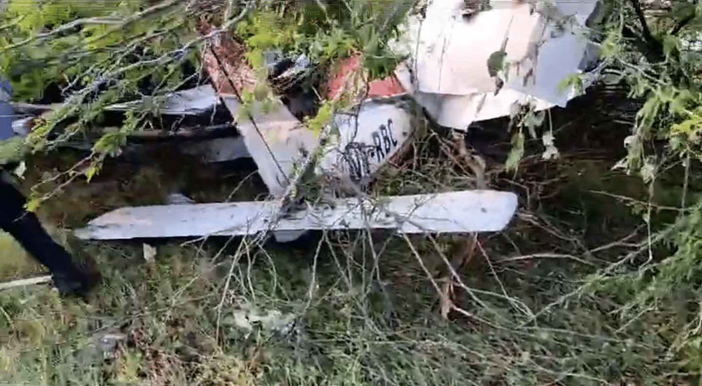 <div class="paragraphs"><p>A screengrab from a video showing the crashed aircraft in one of the incidents.</p></div>