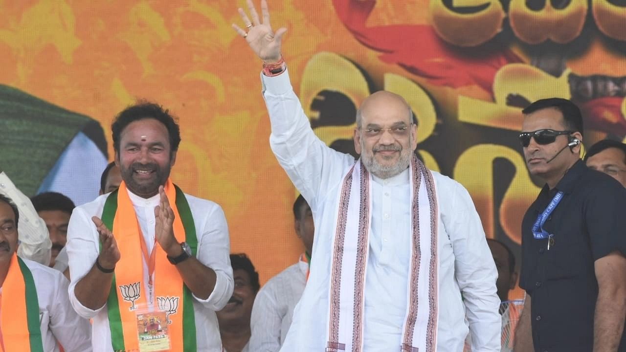 <div class="paragraphs"><p>Union Home Minister Amit Shah with Union Minister and Telangana BJP President G Kishan Reddy at a rally in Adilabad.&nbsp;</p></div>