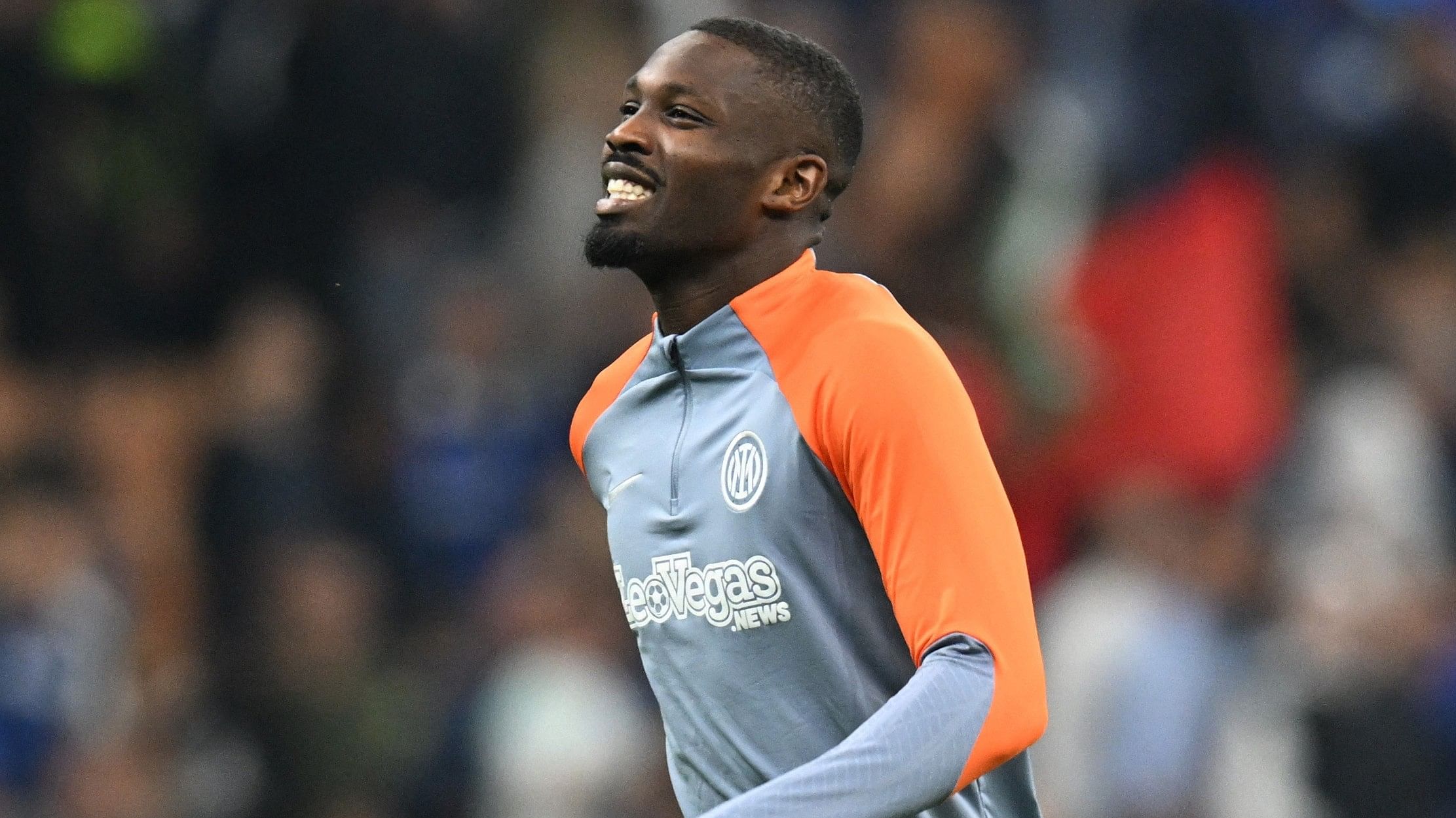 <div class="paragraphs"><p> Marcus Thuram celebrates after the match.</p></div>