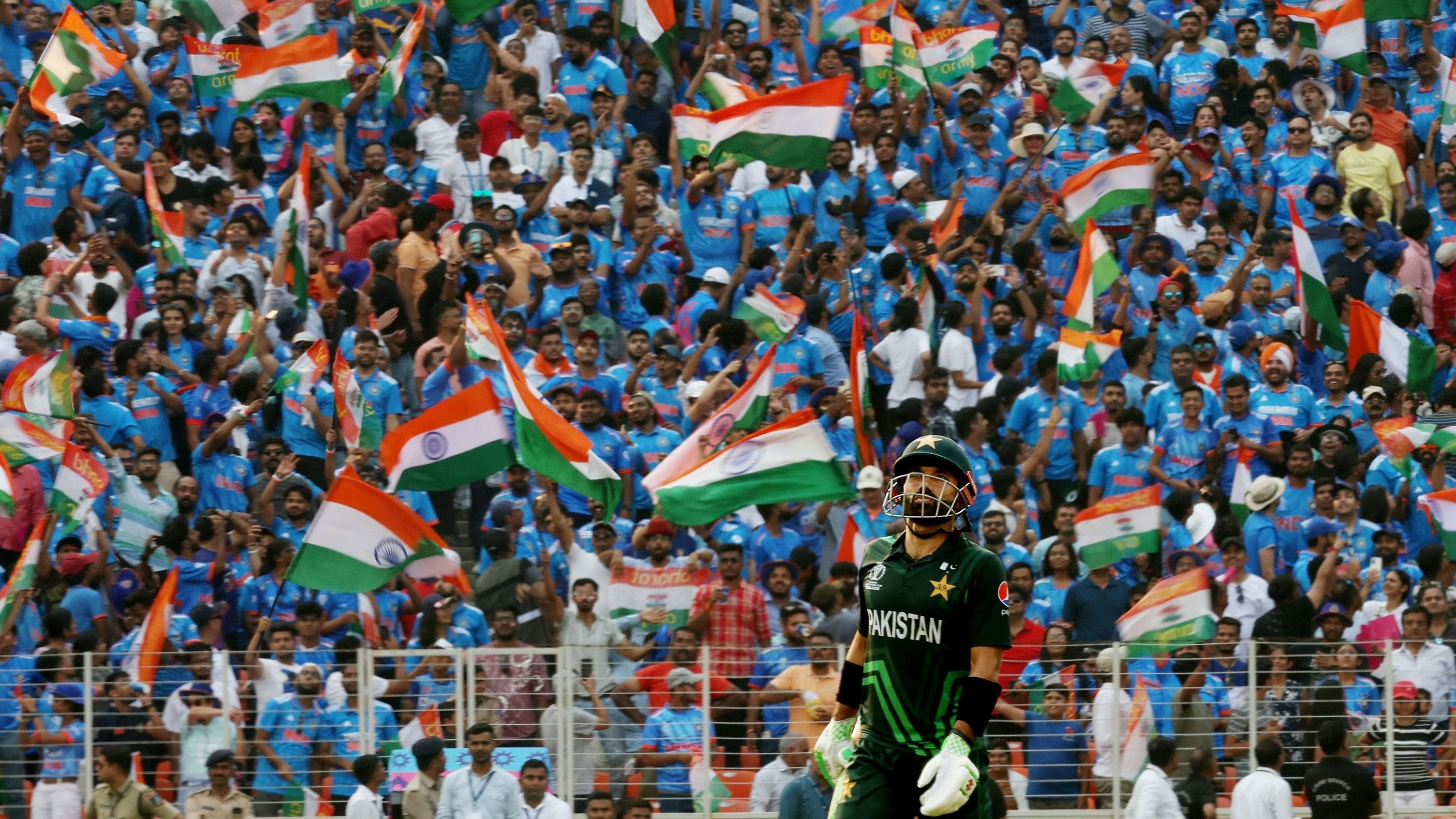 <div class="paragraphs"><p>General view as Pakistan's Mohammad Rizwan walks after losing his wicket, bowled out by India's Jasprit Bumrah.</p></div>