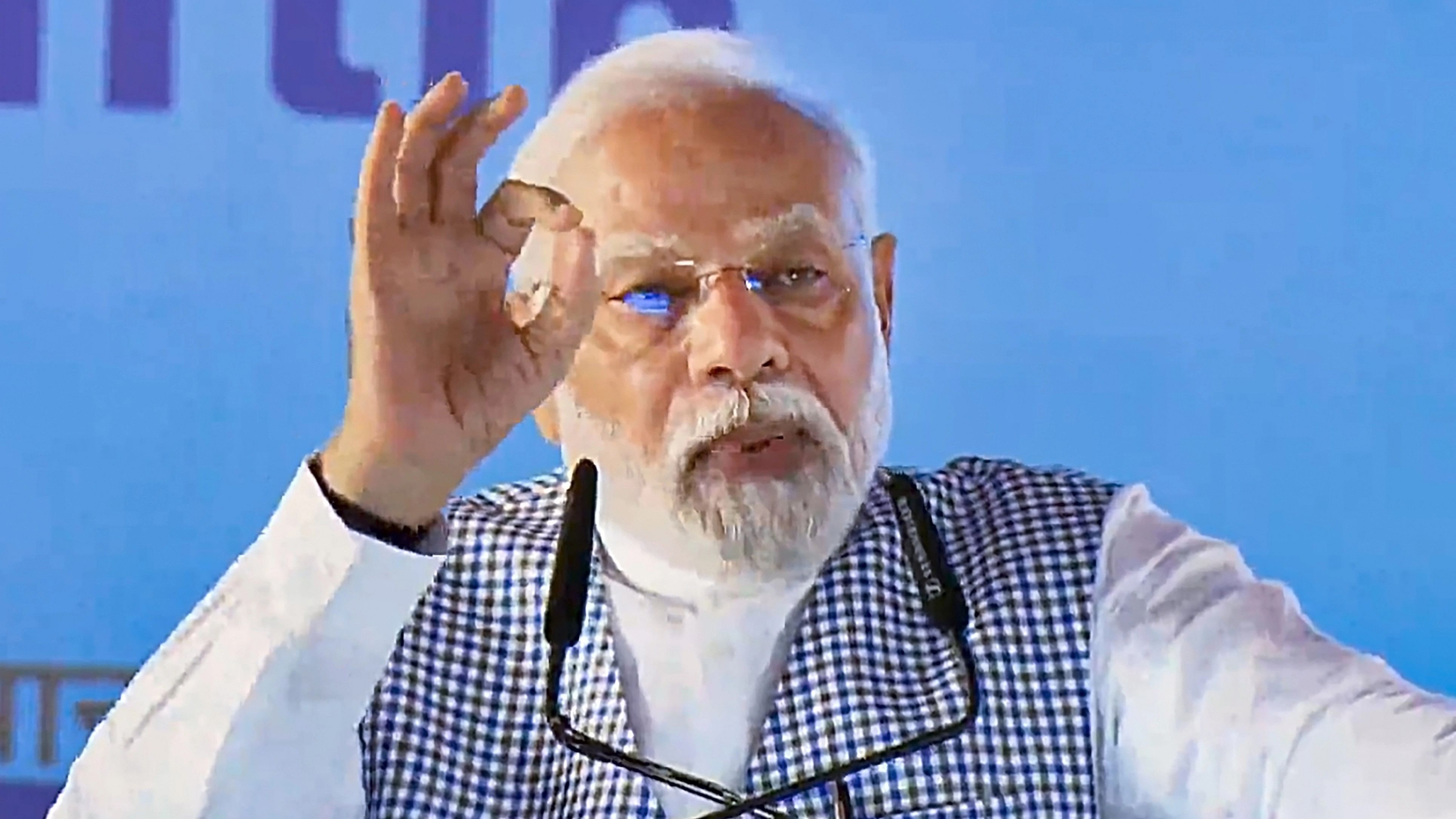 <div class="paragraphs"><p>Prime Minister Narendra Modi speaks at the launch of projects aimed at augmenting health infra, boosting connectivity and supporting education sector in Rajasthan.</p></div>