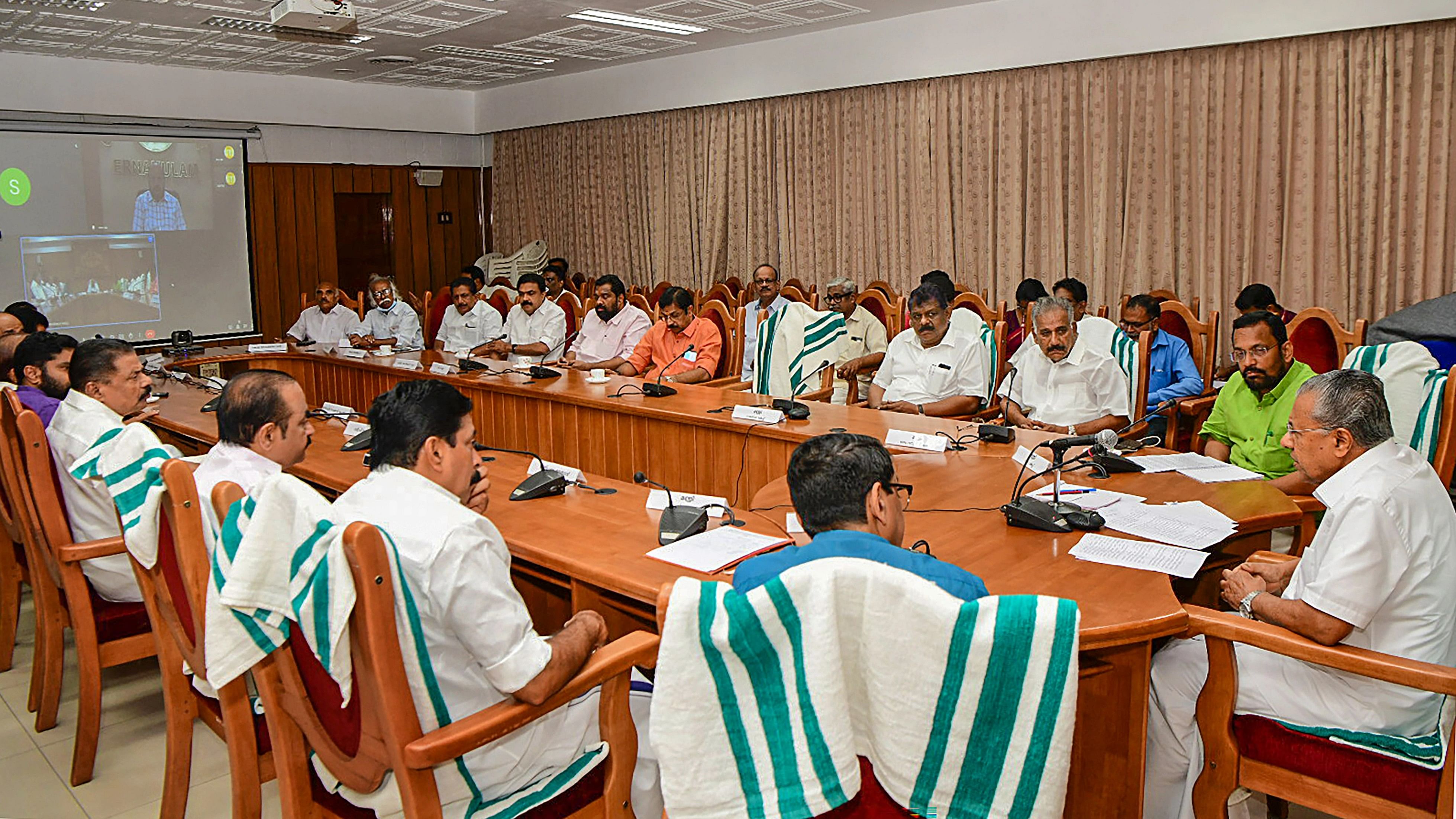 <div class="paragraphs"><p> Kerala Chief Minister Pinarayi Vijayan addresses during an all party meeting at the State Secretariat, in Thiruvananthapuram, Monday, Oct. 30, 2023. </p></div>