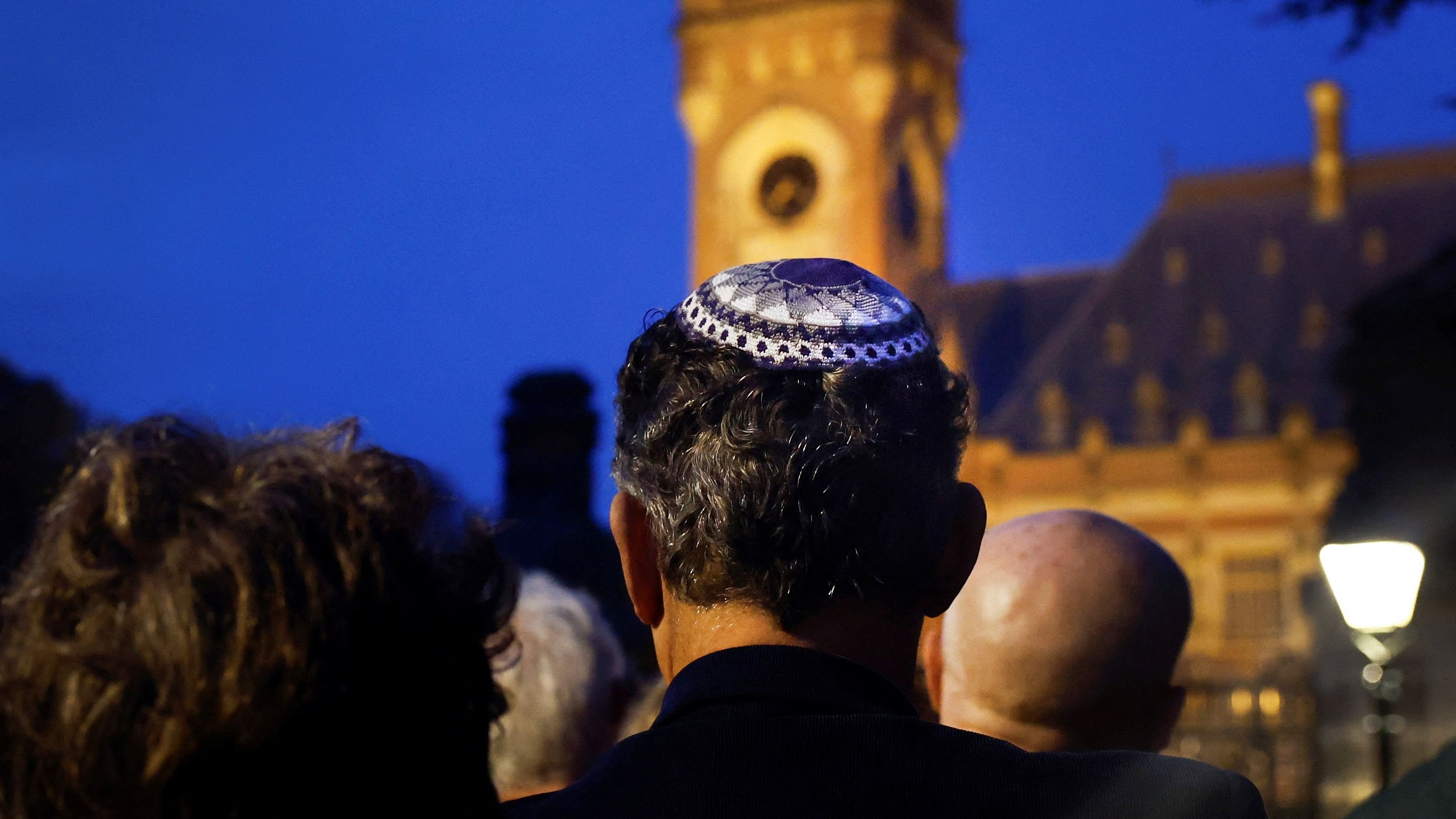 <div class="paragraphs"><p>An evening prayer is held by Jews, Christians and Muslims at the Peace Palace due to the Israeli-Palestinan conflict, in The Hague, Netherlands.</p></div>