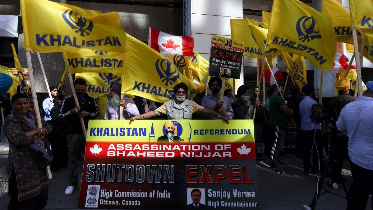 <div class="paragraphs"><p>Khalistani protestors outside Indian High Commission in Toronto.</p></div>