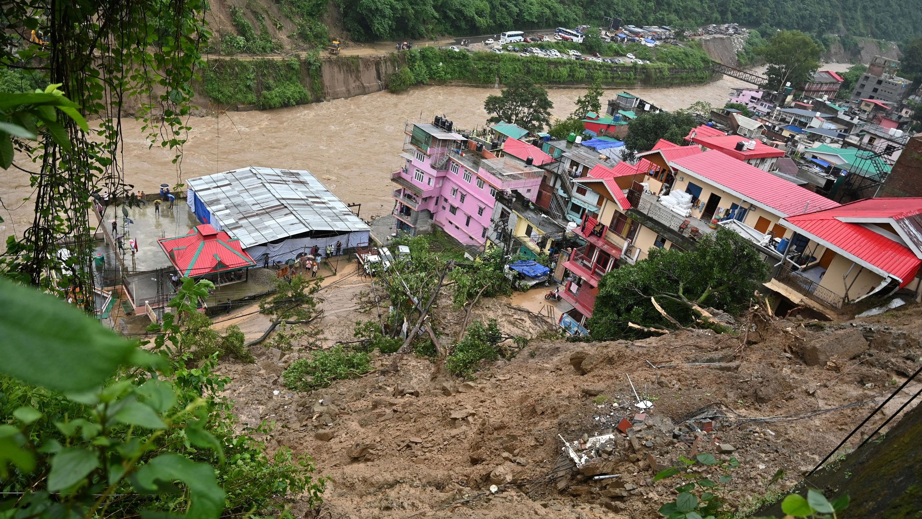 <div class="paragraphs"><p>A view shows debris after a landslide following torrential rain in Mandi in the northern state of Himachal Pradesh, India, August 14, 2023. </p></div>